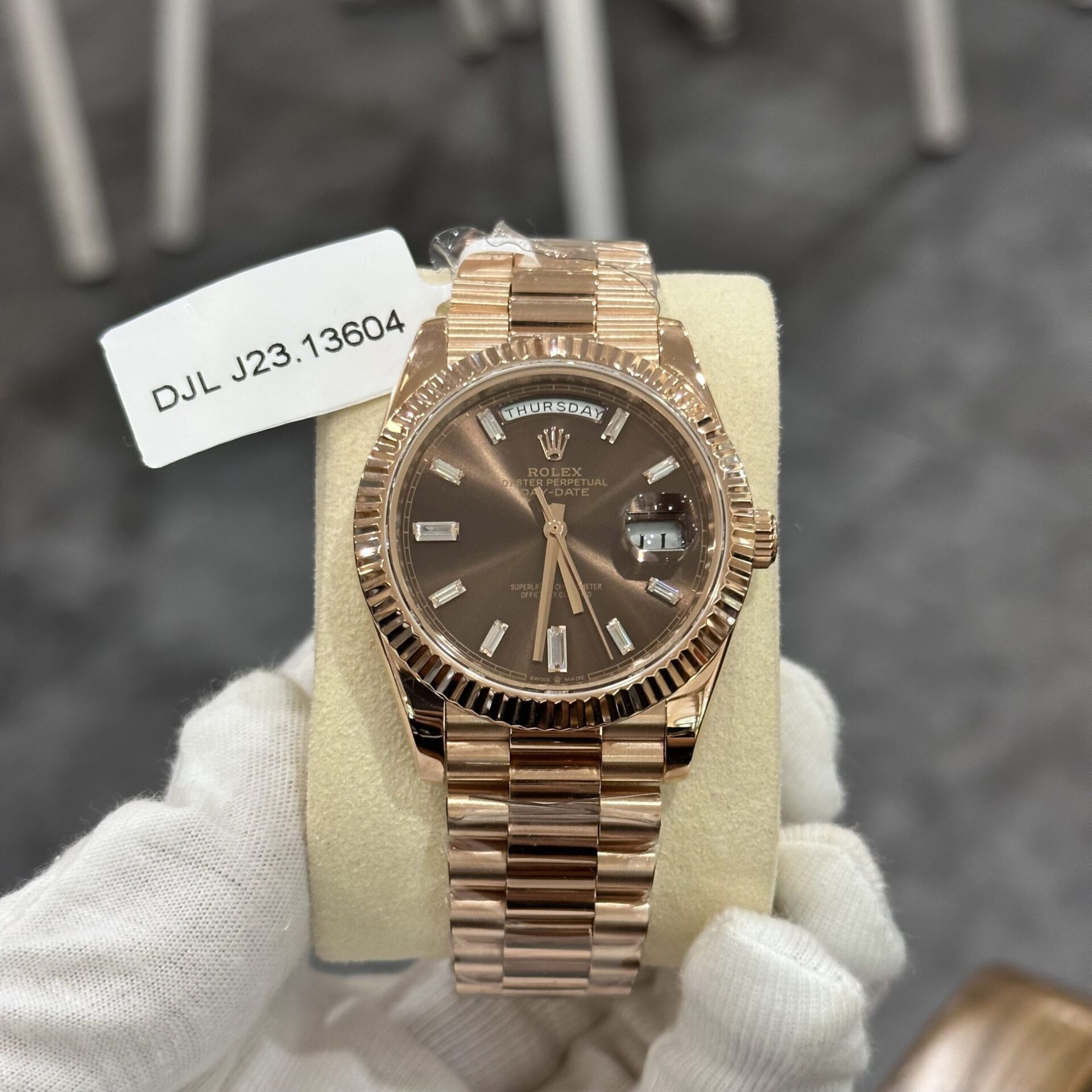 Rolex Replica Watch Day-Date 228235 Gold Wrapped Chocolate Dial GM V3 40mm - Elite Watch Atelier