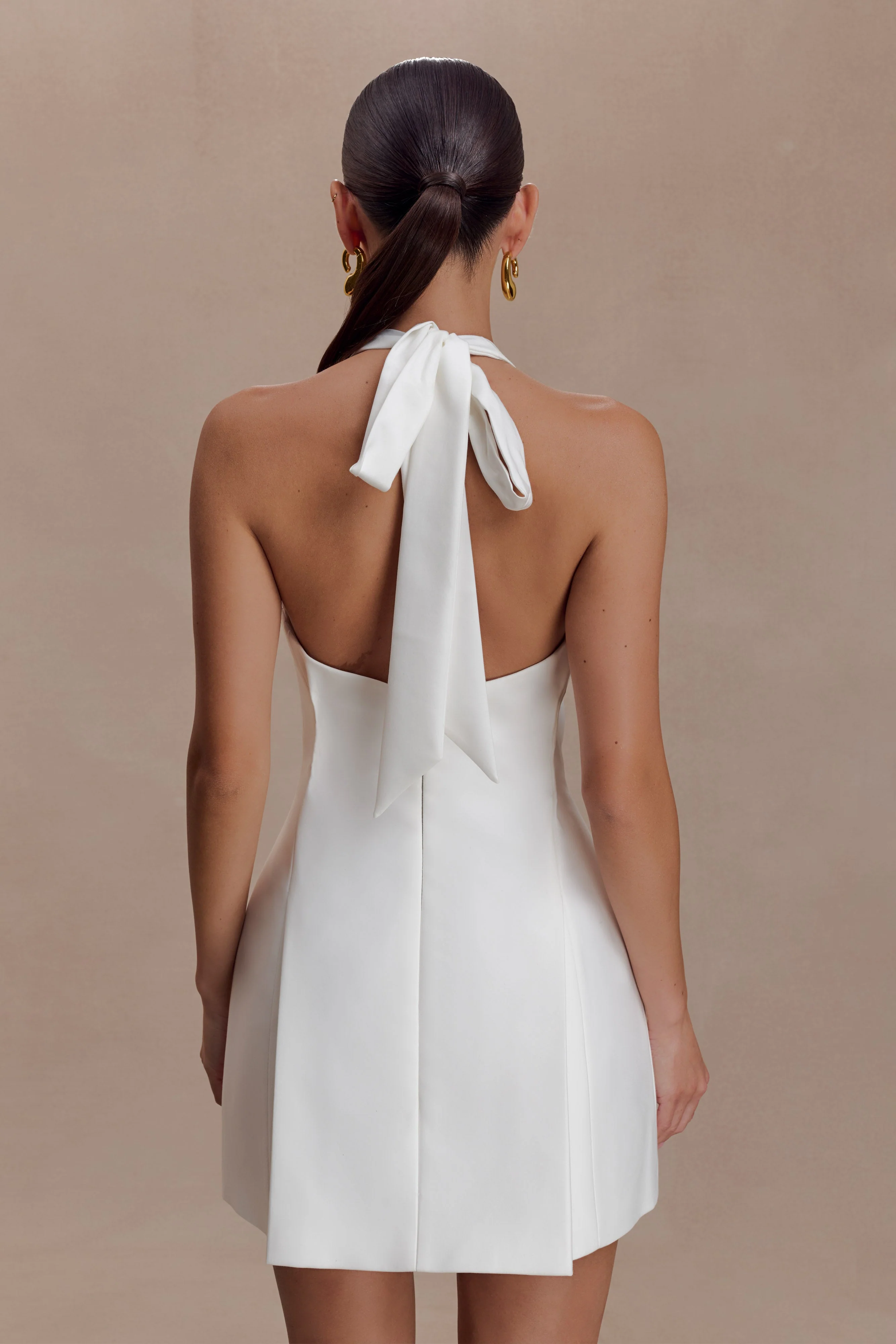 Nelly Halter Neck Cotton Mini Dress - White