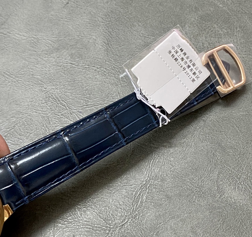 Ballon Bleu De Fake Cartier Watch Rose Gold 42mm Blue Dial Leather Strap WGBB0036 AF(1:1 replica) - Top club
