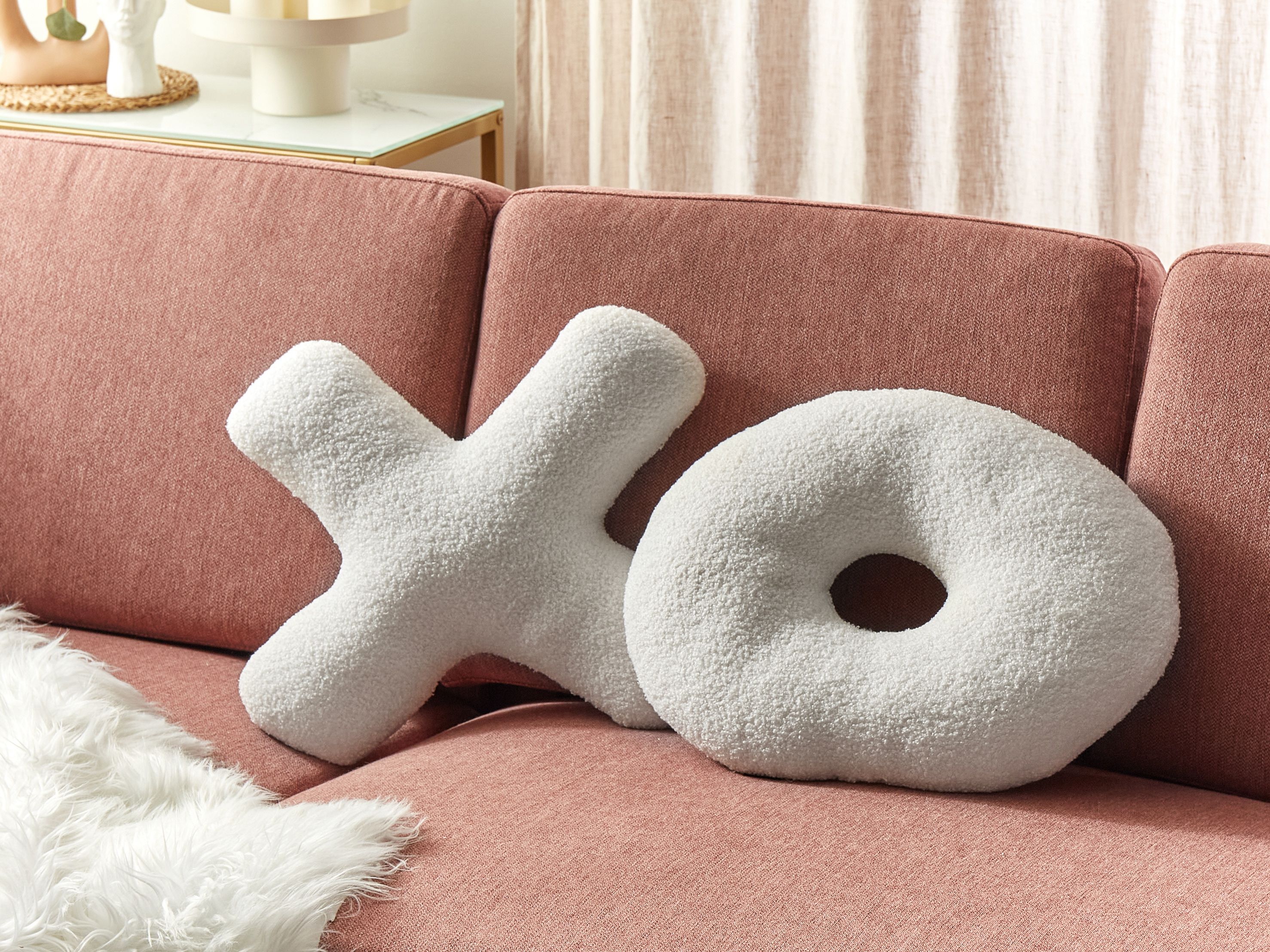 Set of 2 Decorative Cushions HESPERIS Boucle Off-White Solid