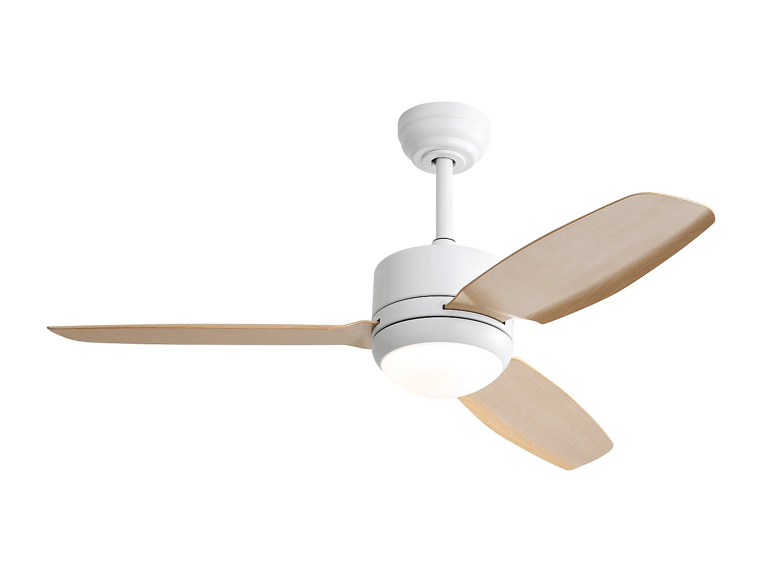 Ventilateur de plafond 116.8cm 3 ABS pales avec LED, 6 vitesses, Moteur DC réversible, naturel clair