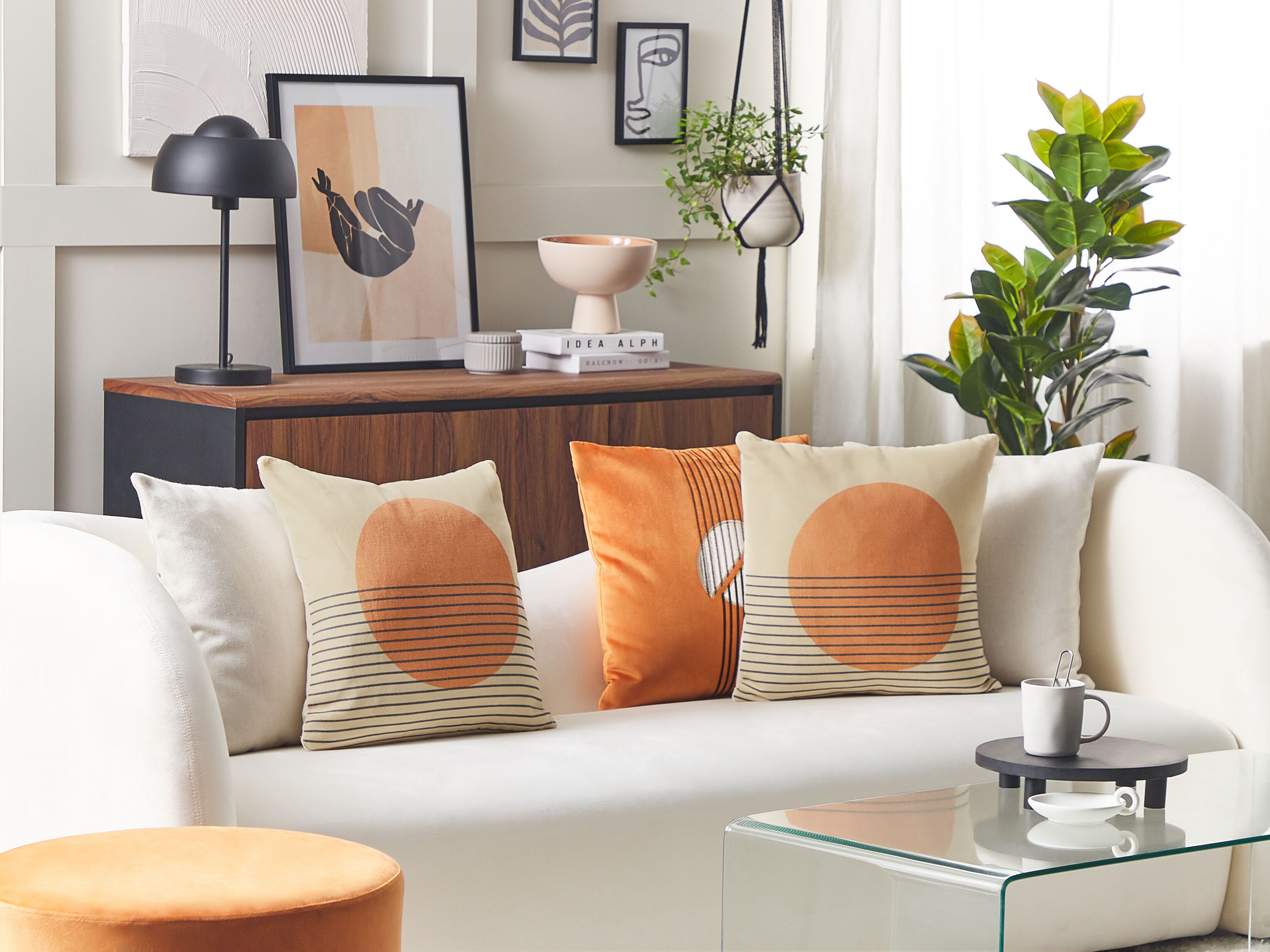 Set of 2 Decorative Cushions MOONFLOWER 45 x 45 cm White Geometric Pattern