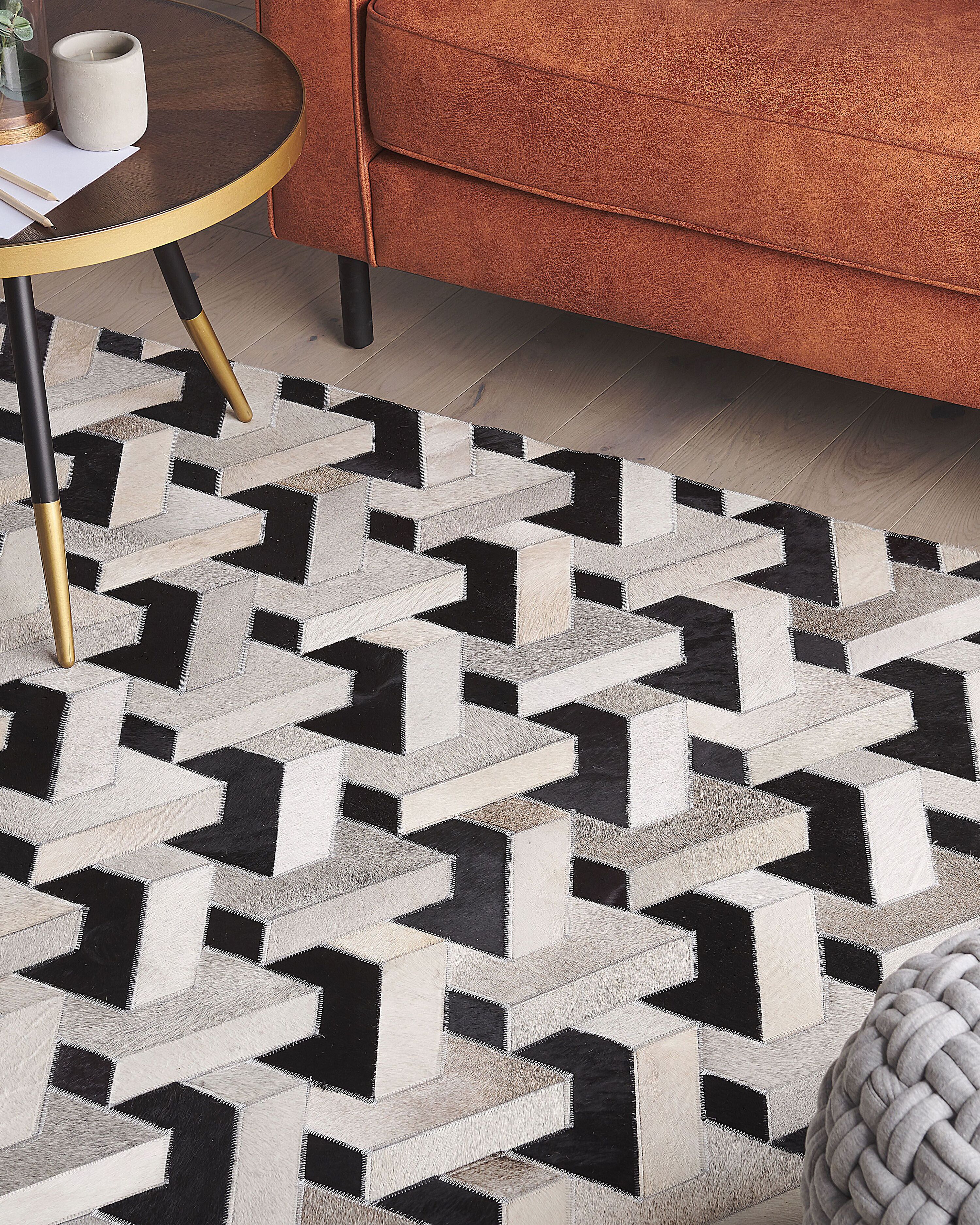Rug NARMAN Grey 160 x 230 cm Leather