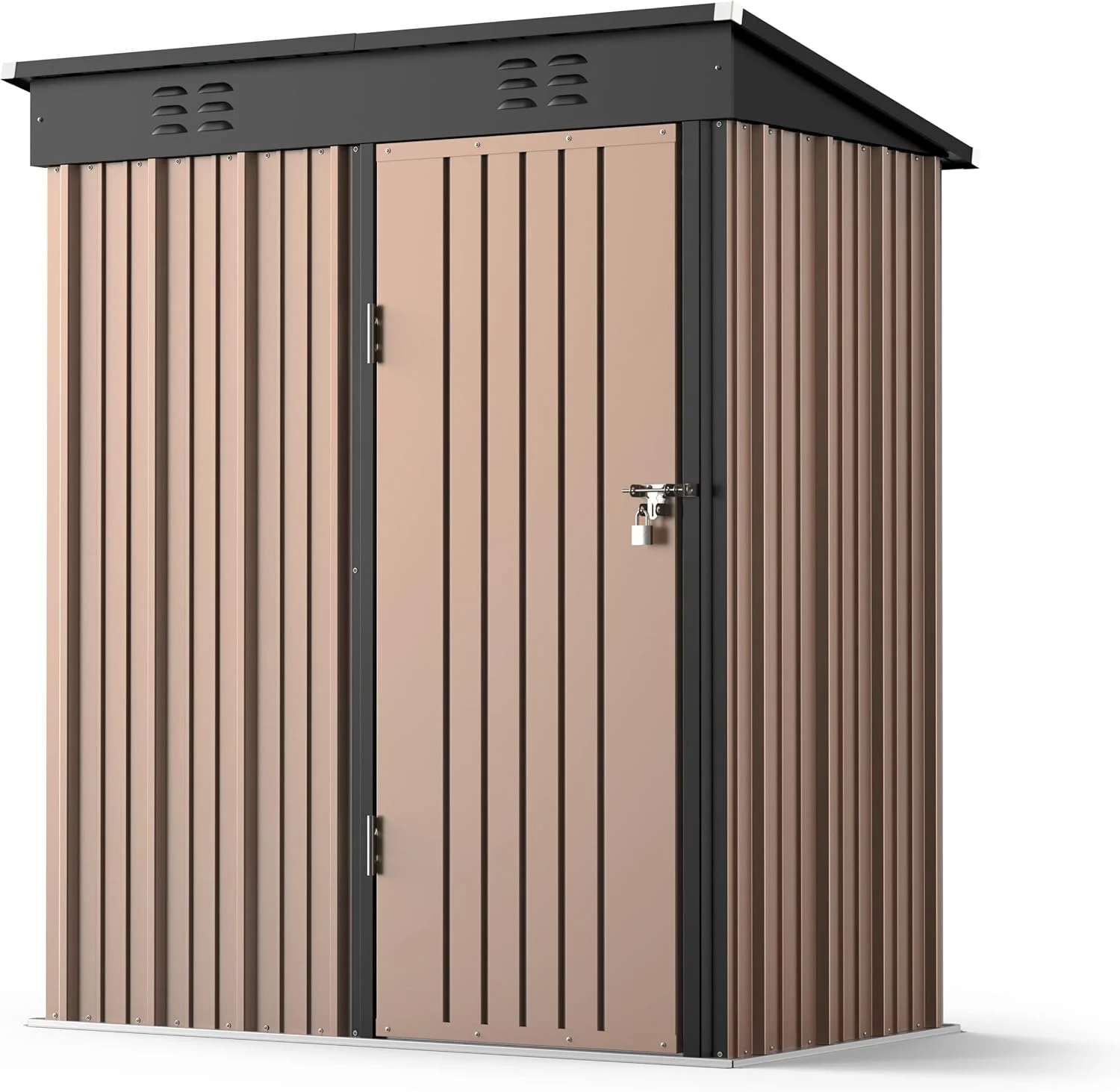 5'x3' Outdoor Storage Shed, Lofka Metal Storage Tool Shed with Single Lockable Door, for Bike| Garden Tools| Patio, Grey - Image 14