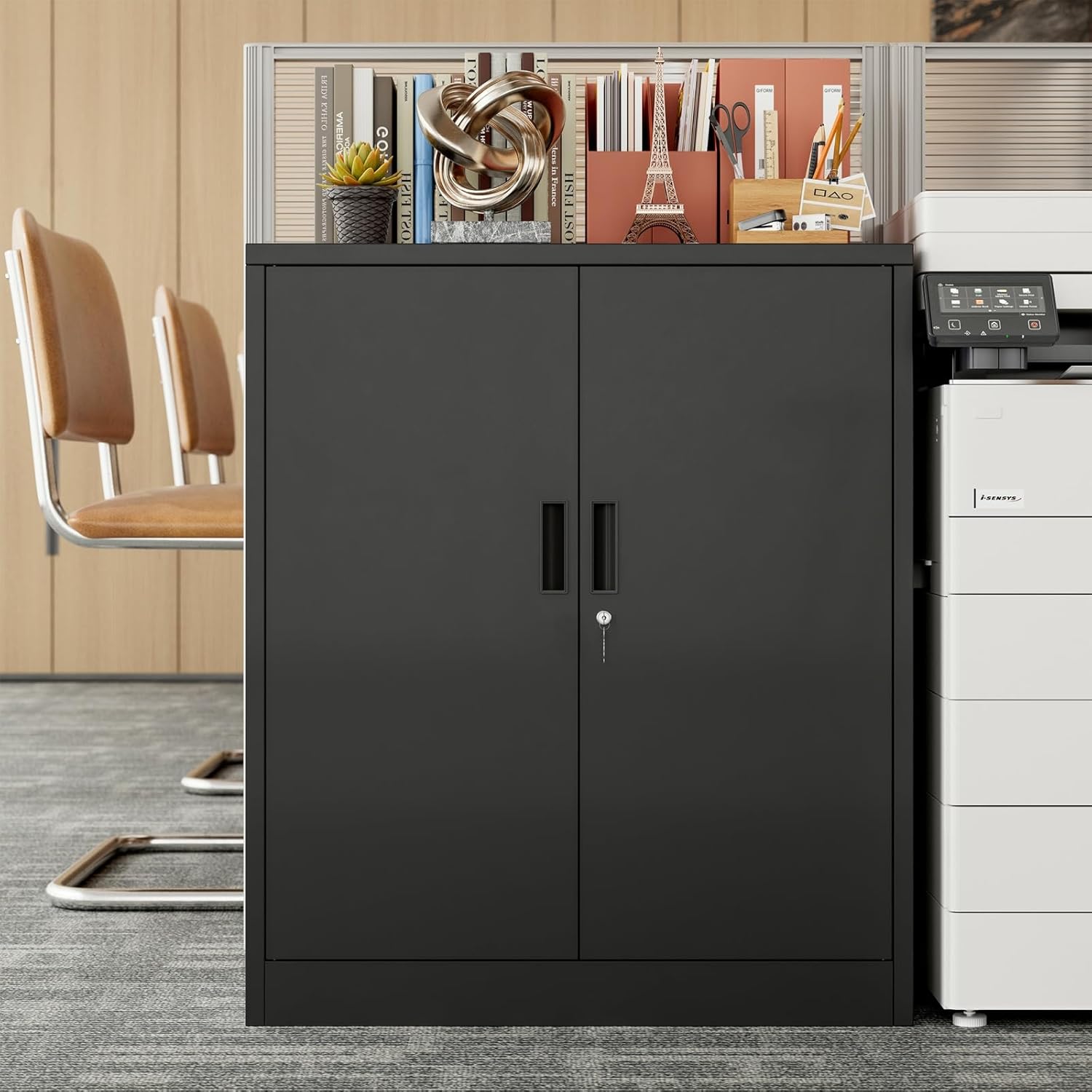 BESFUR Metal Garage Storage Cabinet with 2 Locking Doors and 2 Adjustable Shelves, 36