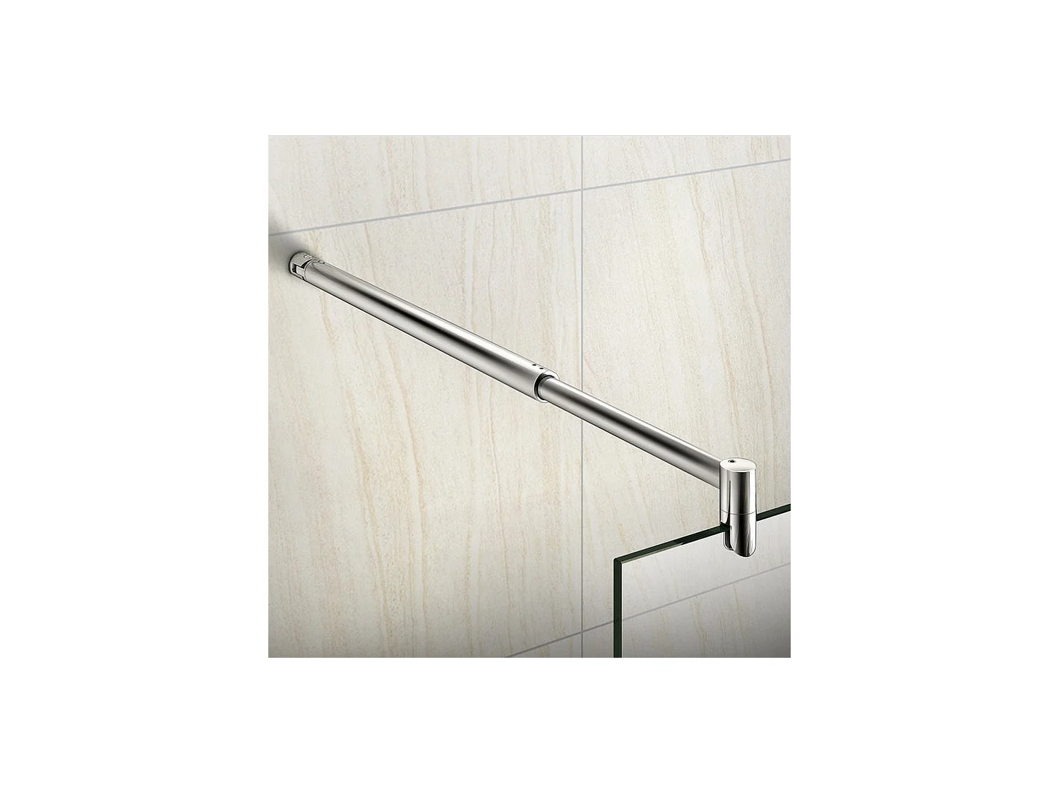 Paroi de douche à l'italienne 140x200cm - 8mm verre trempé sablé - Avec barre de fixation 70-120cm en cylindrique