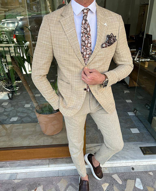 Business Casual Texture Pattern Notch Lapel Single Breasted Pockets Blazer