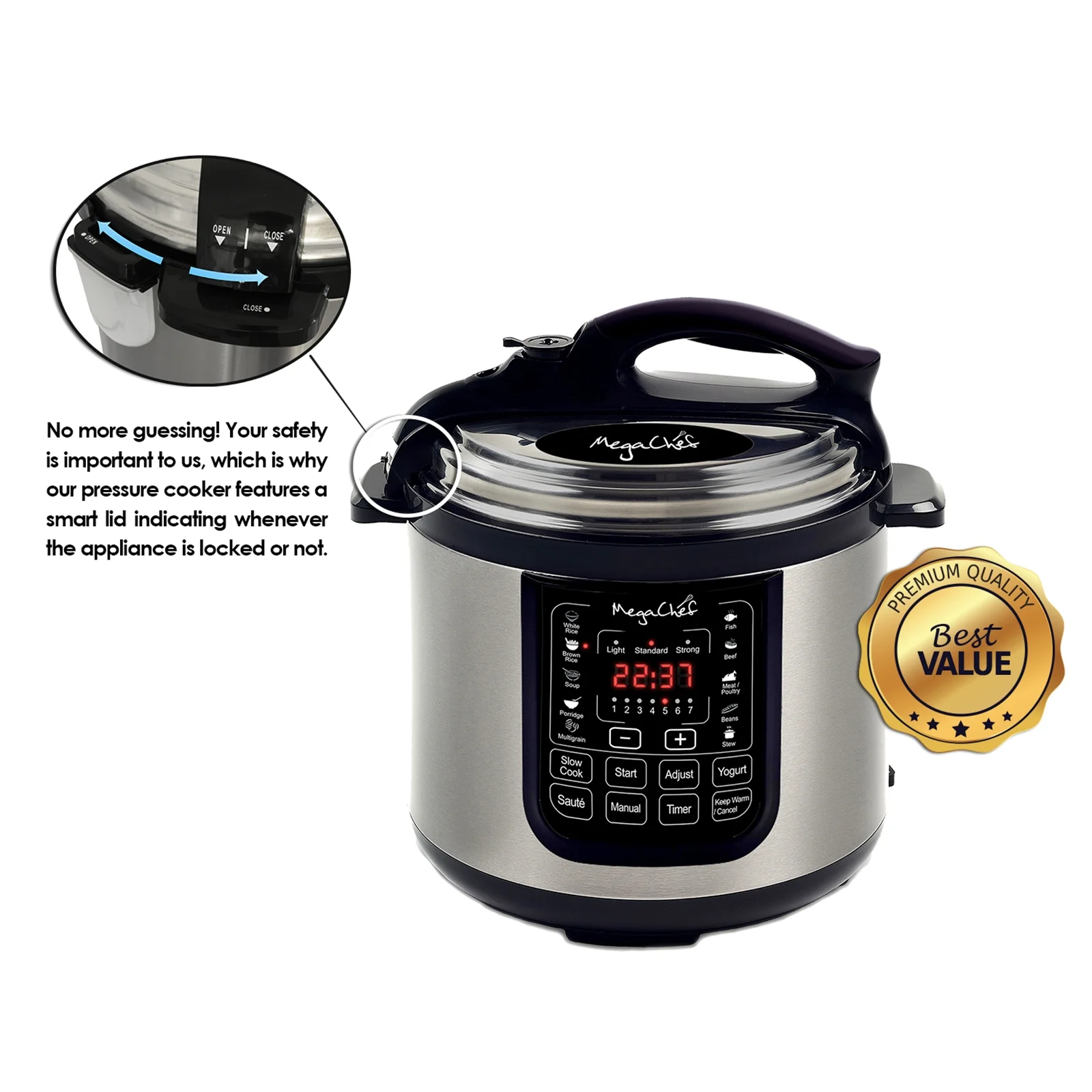 Megachef 8-Quart Digital Pressure Cooker, 15" x 15" - Image 4