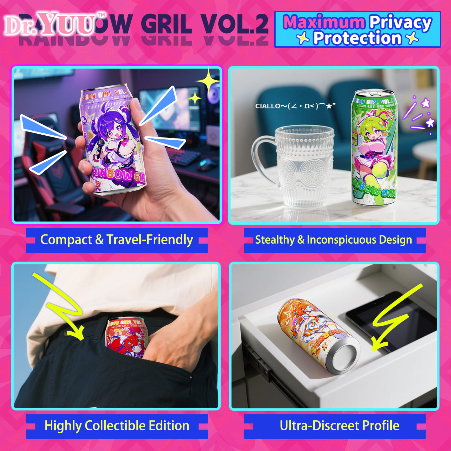 Dr.YUU Rainbow Women Series Masturbators(Gen 2) Maximum Privacy Protection