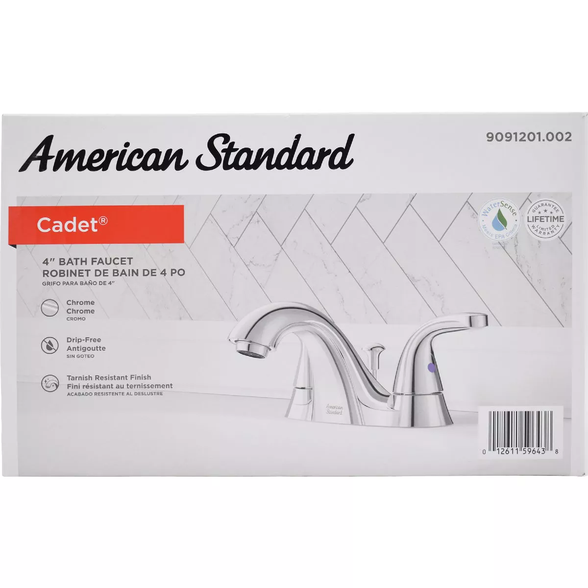 American Standard Cadet Chrome 2-Handle Lever 4 In. Centerset Bathroom Faucet with Pop-Up