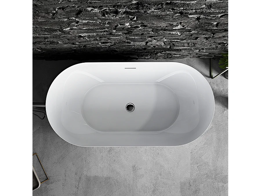 Baignoire îlot design ovale LISBON blanche 160 cm Brillant