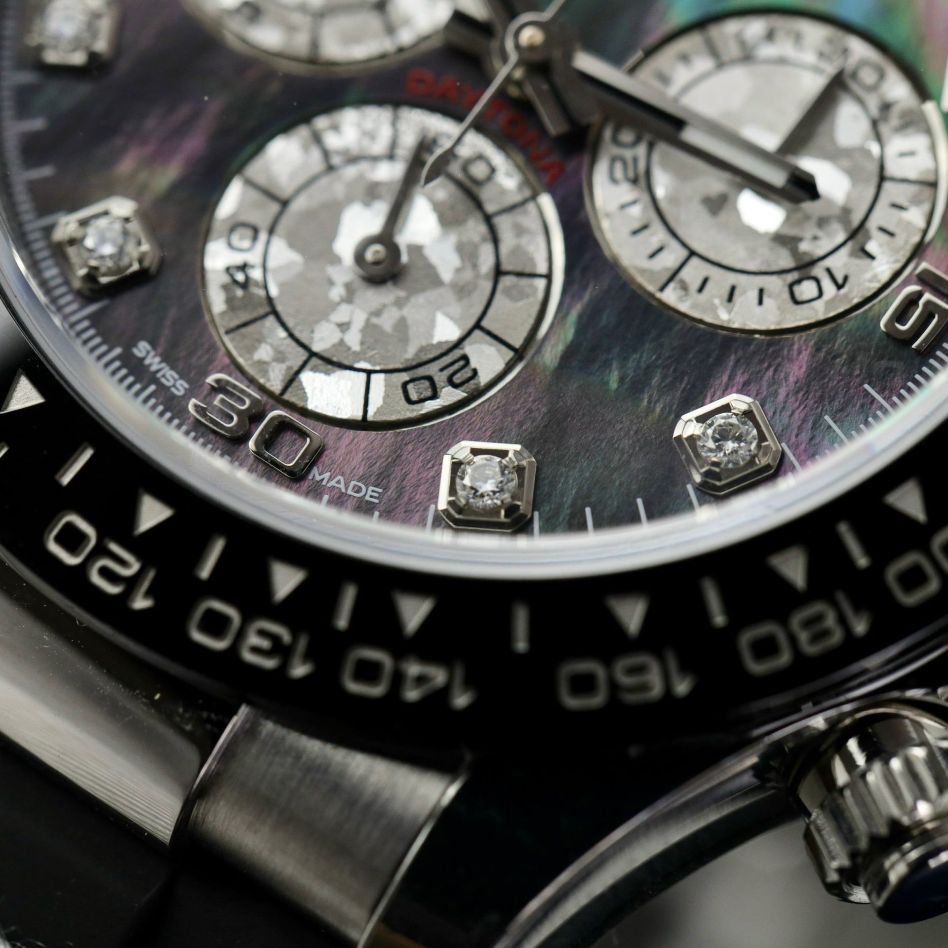 Rolex Replica Watch Daytona Dial Mother Of Pearl   Moissanite Diamonds Custom 40mm - Elite Watch Atelier