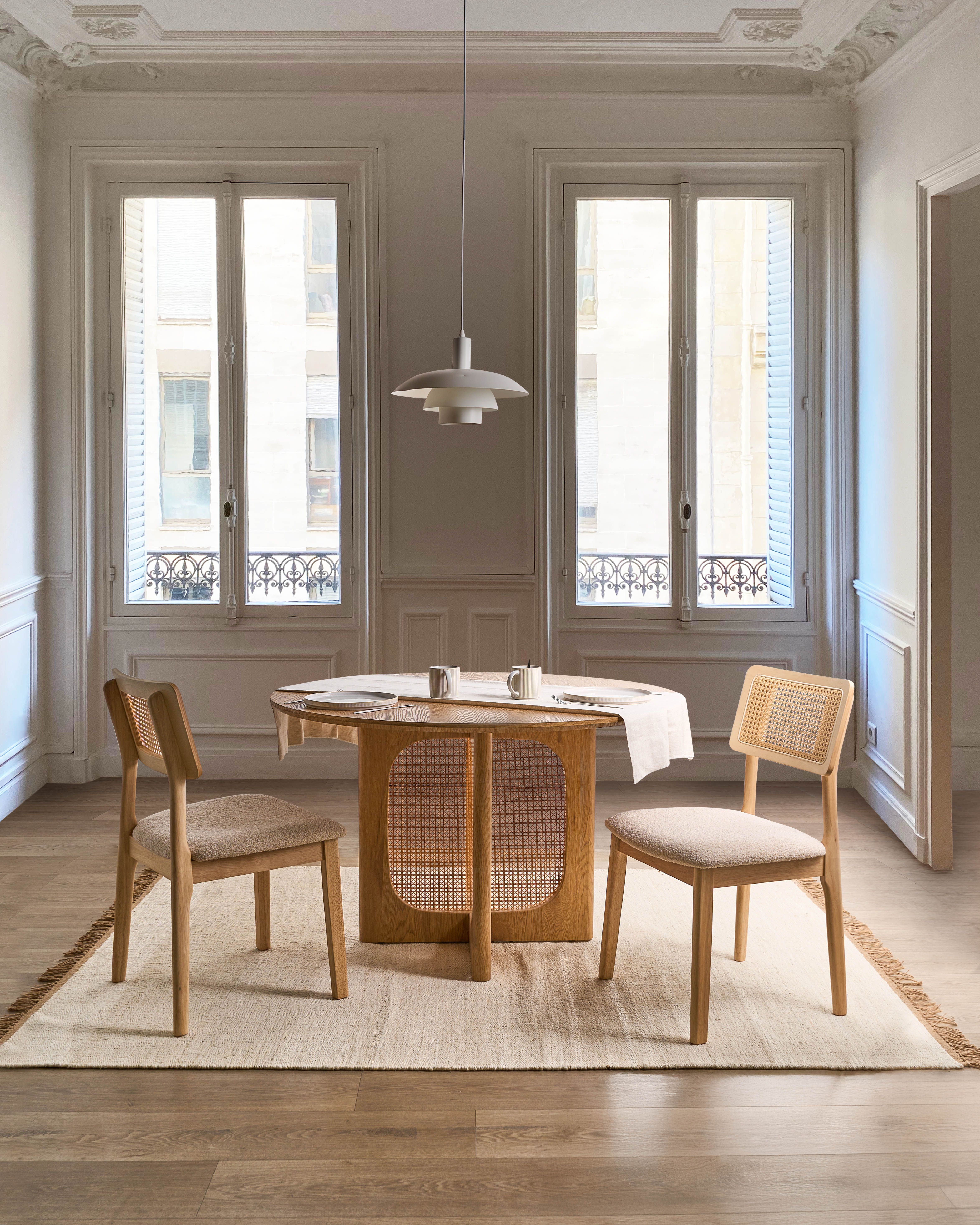 Set of 2 Dining Chairs EMBAR Wood Light Brown