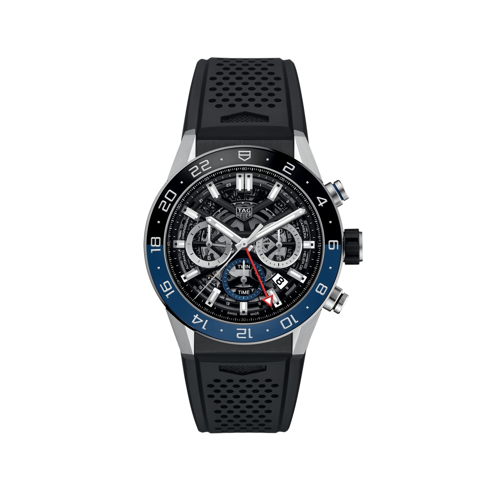 TAG Heuer Replica Watch Carrera Chronograph Twin-Time Automatic 45 mm Steel & Ceramic(1:1 replica) - Top club