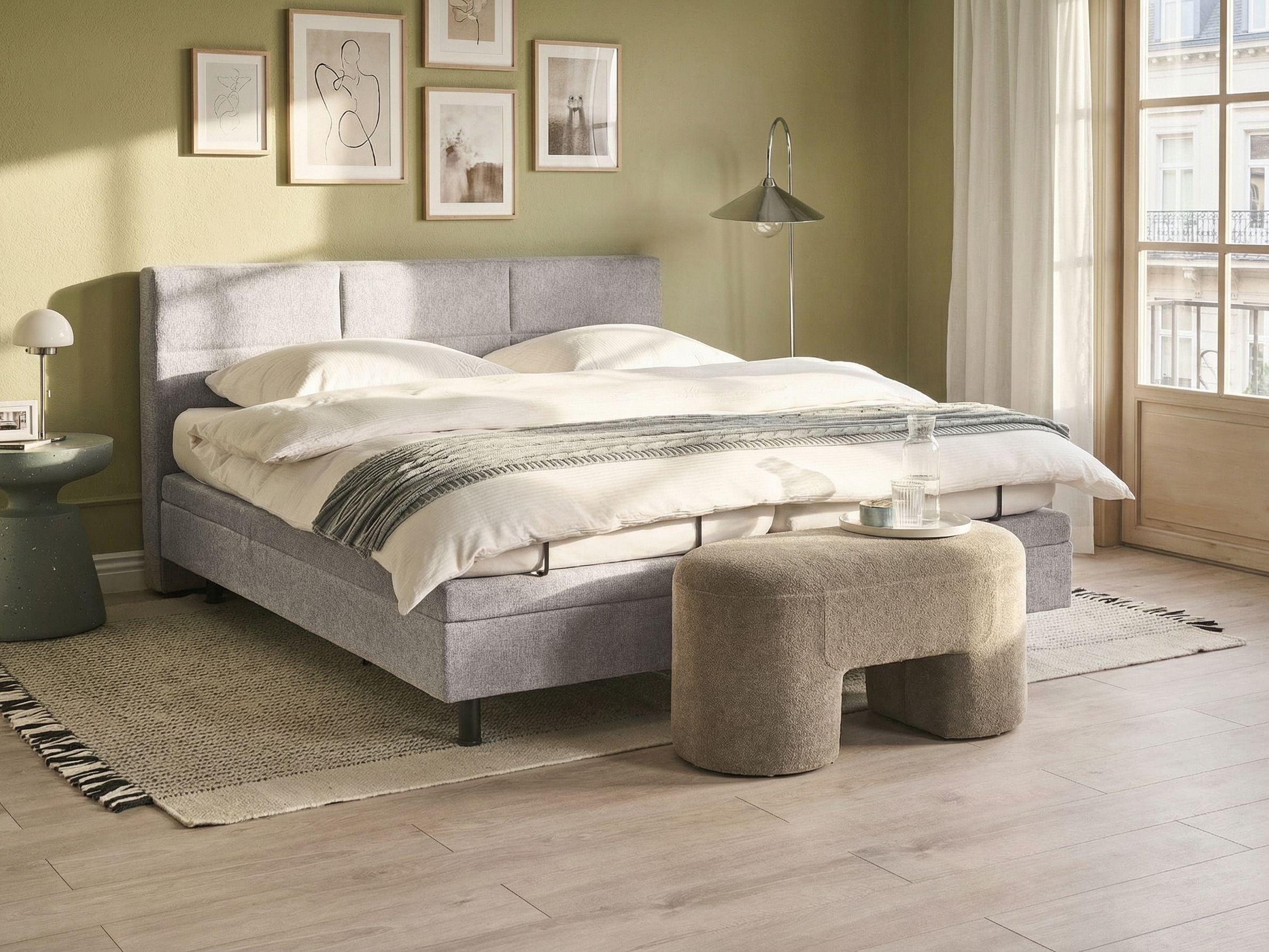 Adjustable Bed Fabric VICEROY 180 x 200 cm (EU Super King) Light Grey