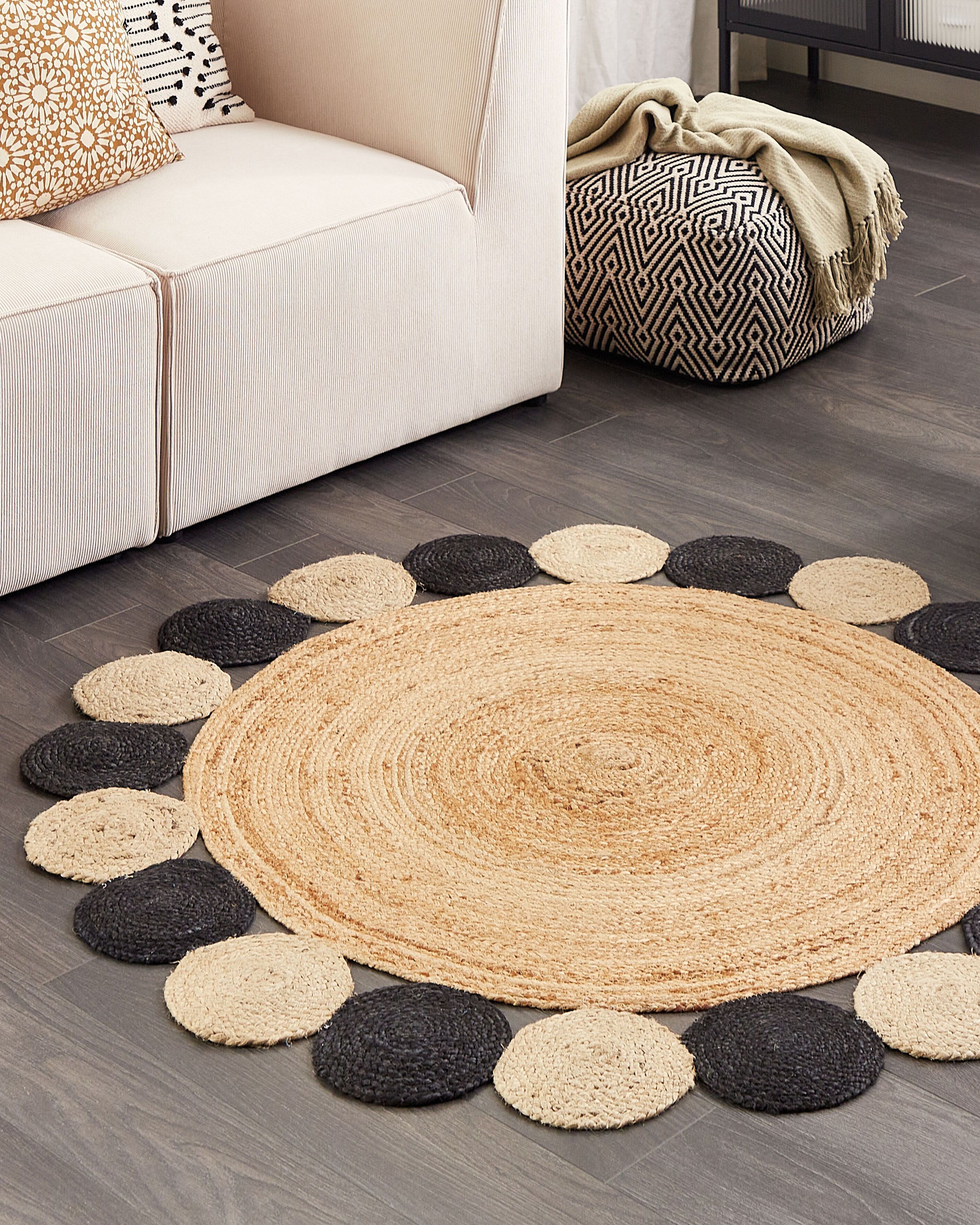 Rug VOSTAN Black ø 140 cm Jute