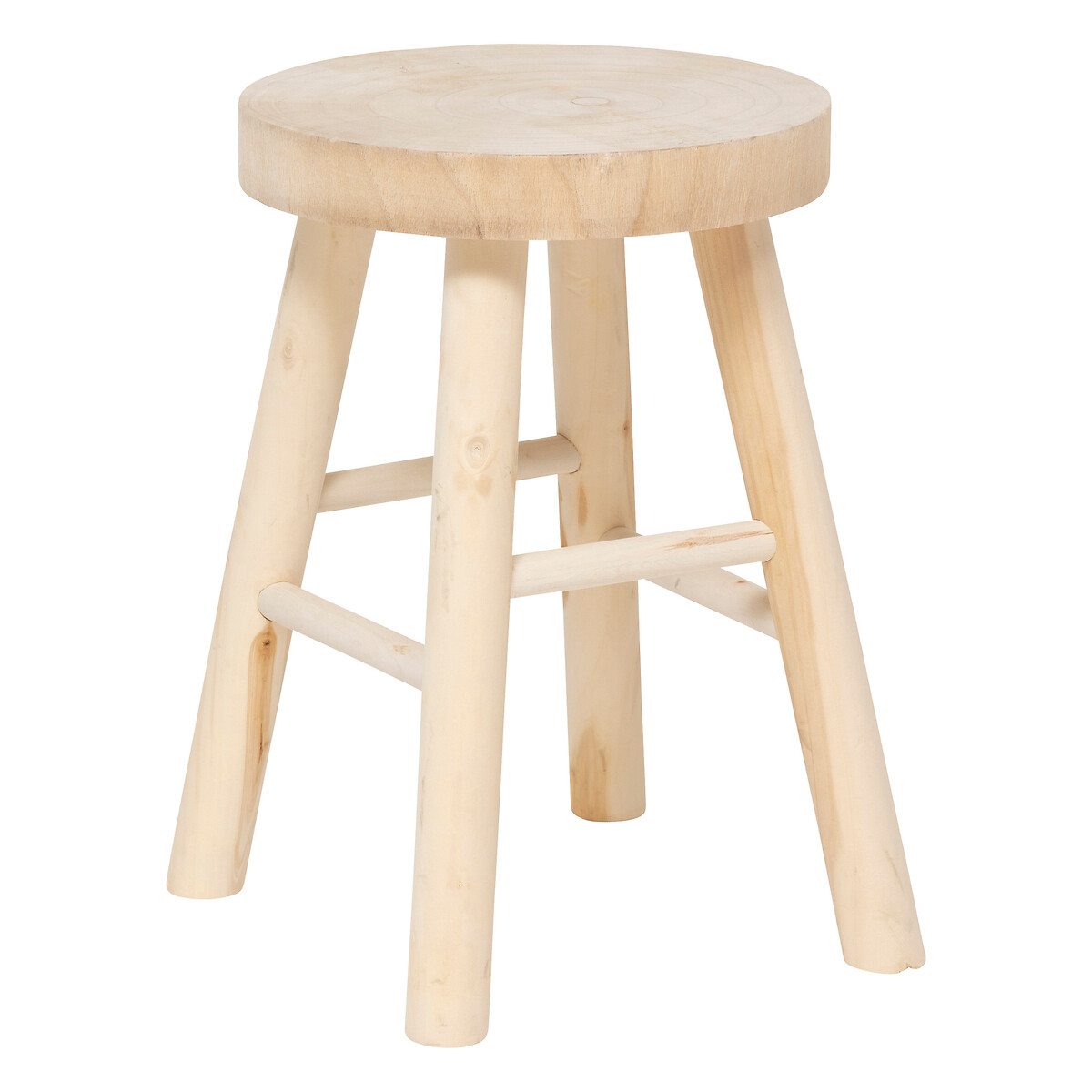 Stool "Nyar" Paulownia, Beige, D.28x41 cm