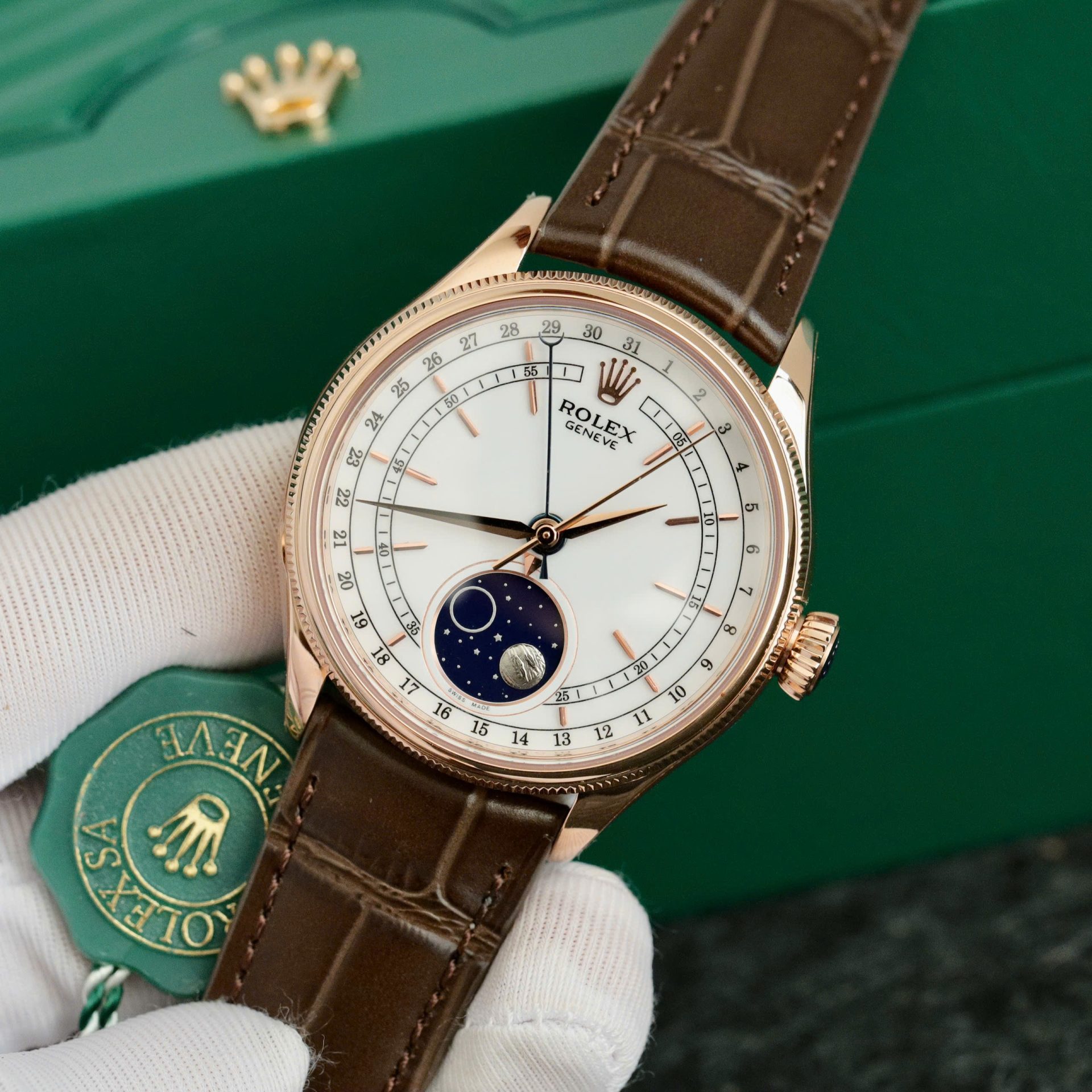 Rolex Cellini Moonphase 50535 Replica Watch Leather Strap 39mm - Top club
