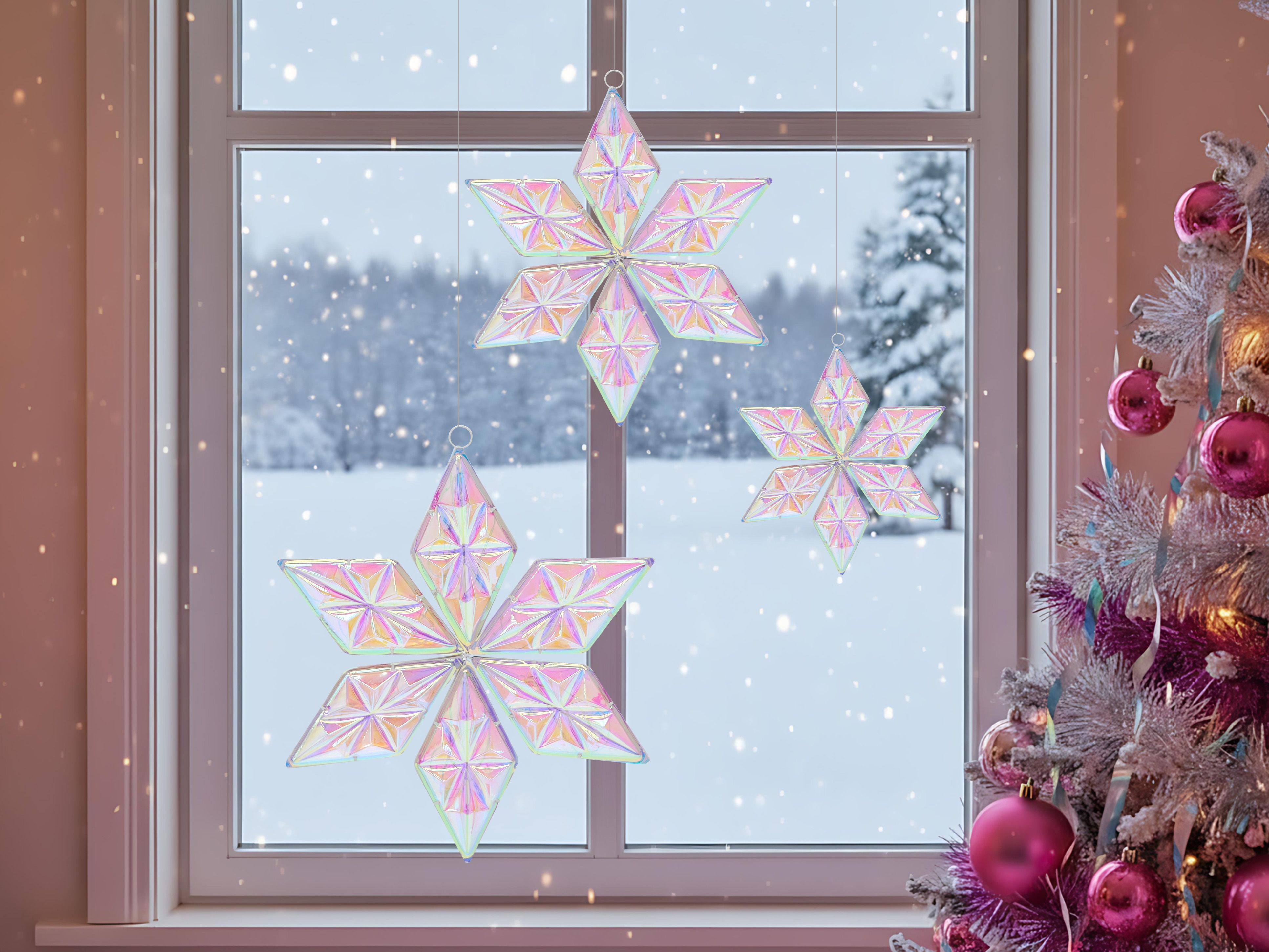Set of 3 Hanging Decorations RENSJON Star 25/35/46 cm Multicolour