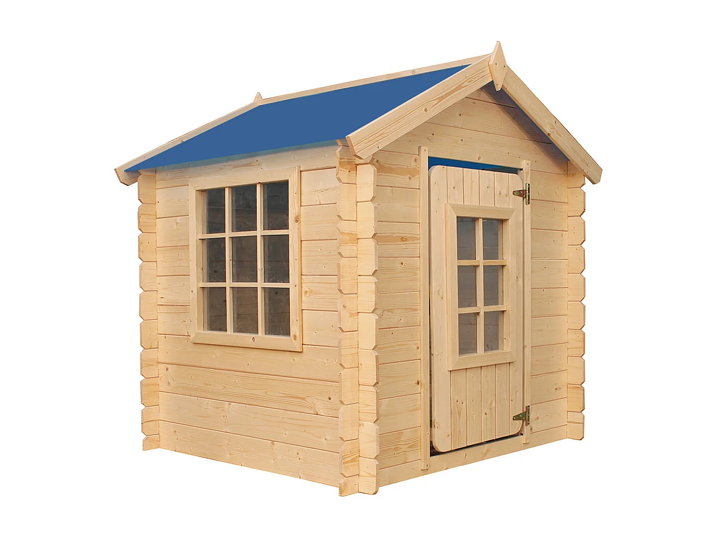 Maison en bois pour enfants - toit bleu - 111x114xH121cm/0.9 m2 - M570M-1
