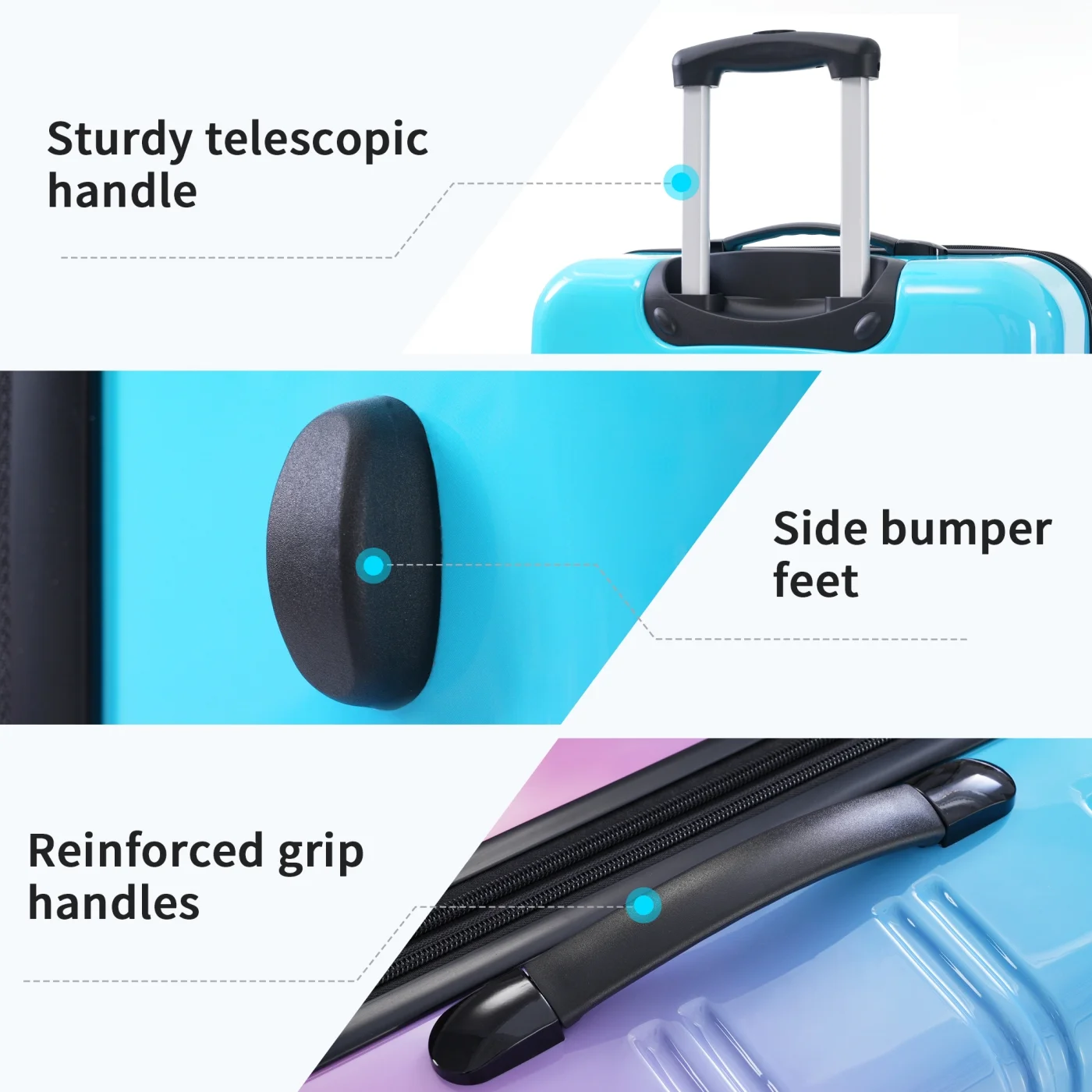 3 Piece Luggage Sets, Hard Shell Suitcase 20/24/28 Inches with TSA Lock and Spinner Wheels, Expandable Lightweight Travel Luggage for Men Women, Multicolor purple - Image 22