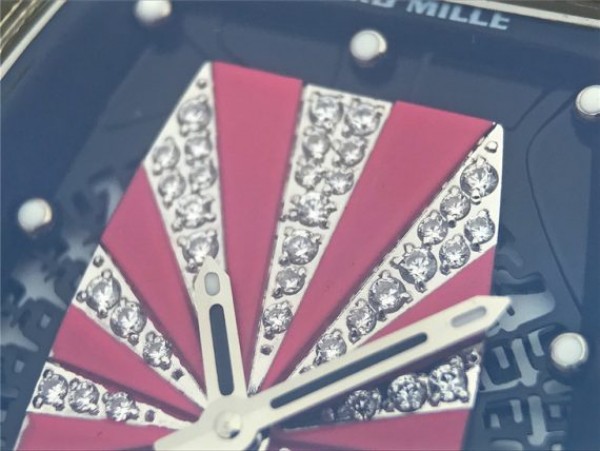 Replica Richard Mille RM 007 Lady SS Diamonds Black Inner Bezel White Rubber Strap 6T51 - Elite Watch Atelier