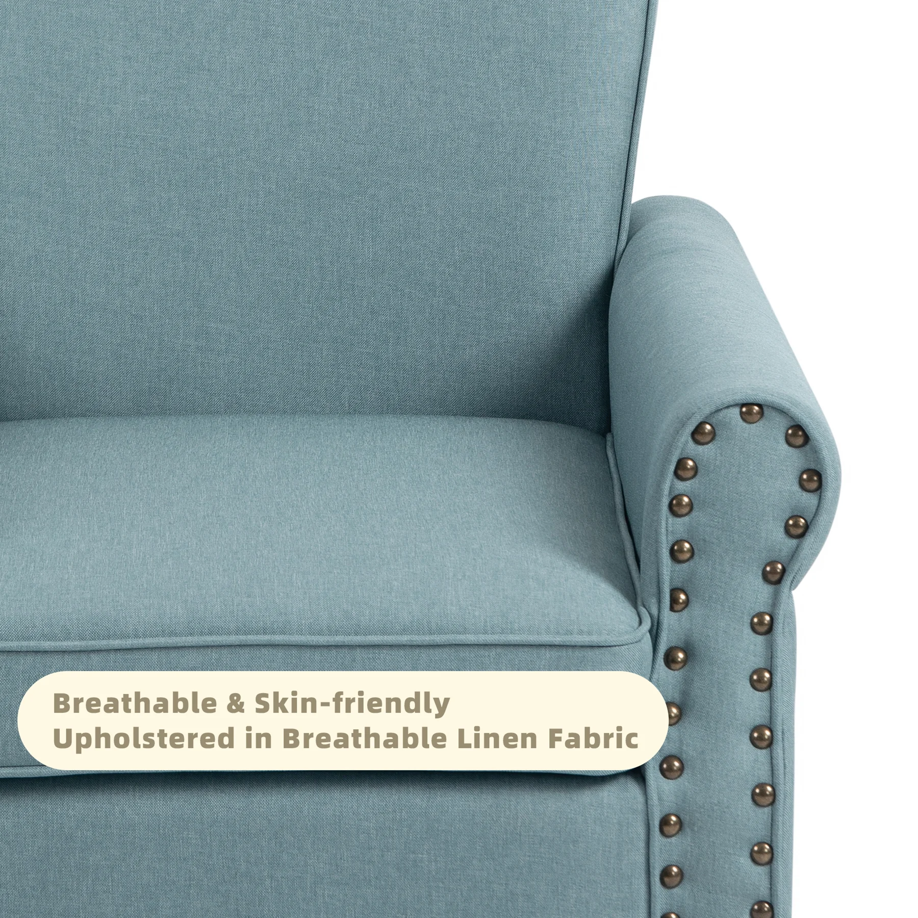 DREAMSIDEA Accent Chairs Upholstered Pattern Morden Armchair Comfy Linen Fabric Single Sofa for Living Room, Pattern White - Image 24