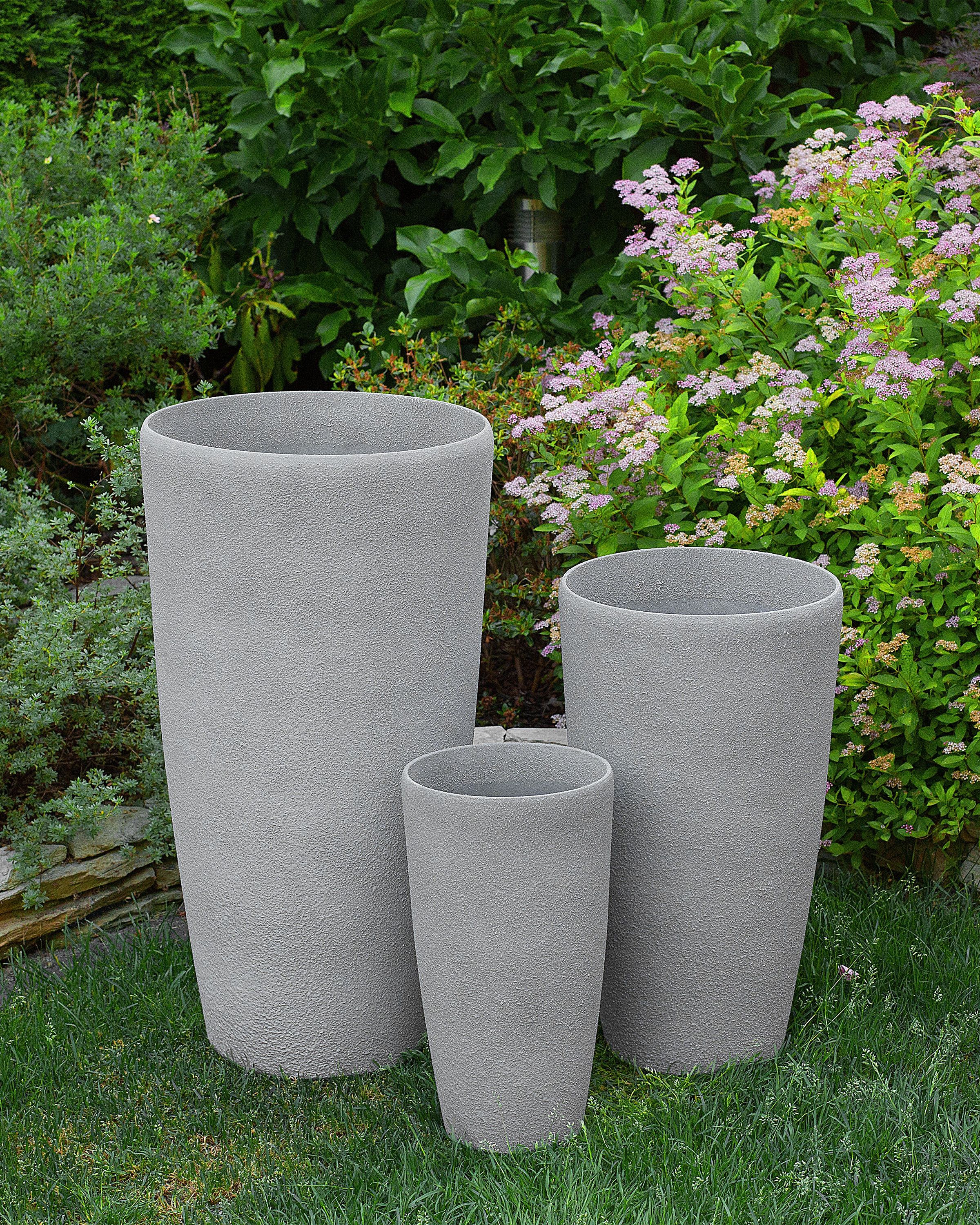 Set of 2 Plant Pots ABDERA 31 cm Grey
