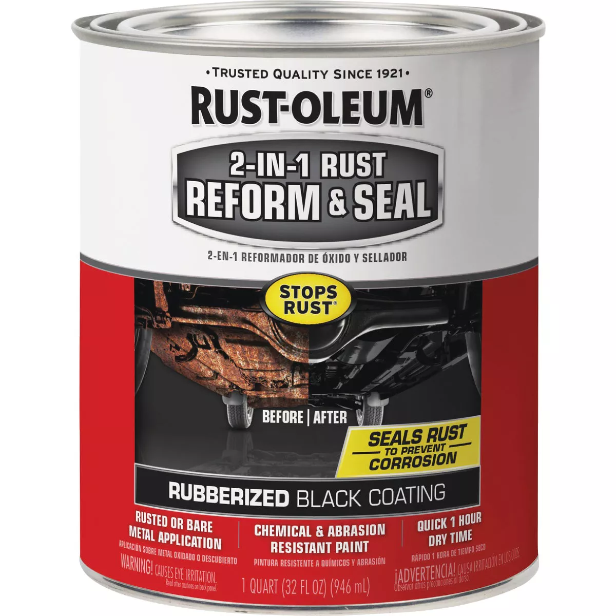 Rust-Oleum Stops Rust 2-In-1 Rust Reform & Seal, 1 Qt., Black