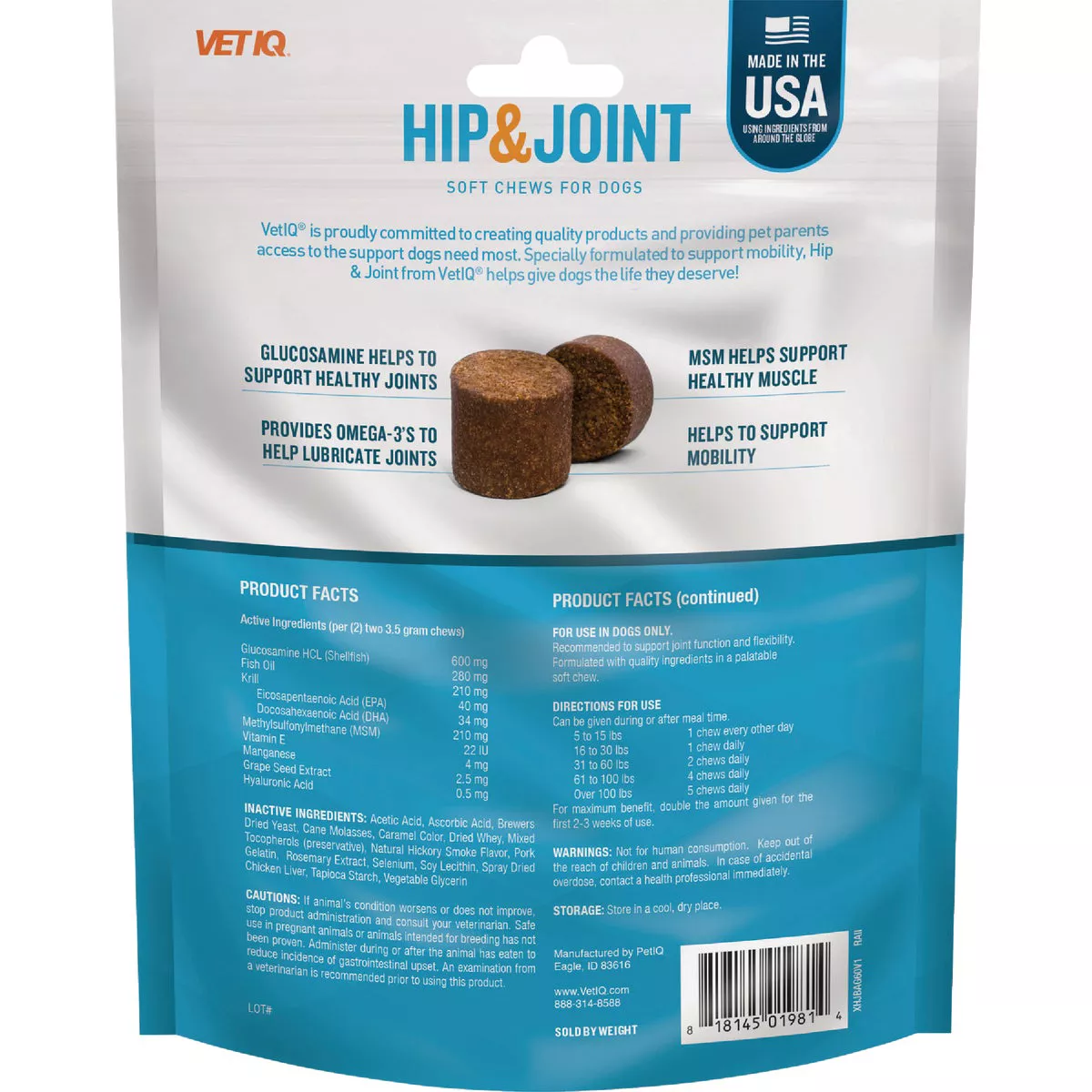 VetIQ 7.4 Oz. Chicken Flavored Hip & Joint Dog Chew (60-Pack)