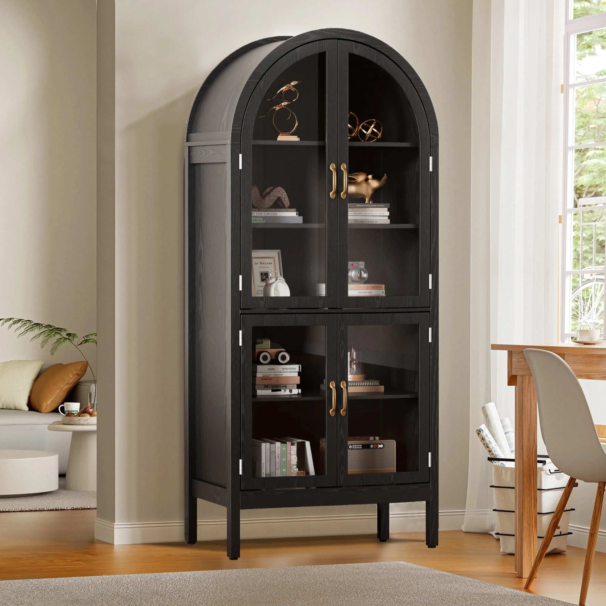Fiogmub Tall Arched Storage Display Cabinet, Arched Pantry Cabinet with Doors, Acrylic Glass Doors - Image 13