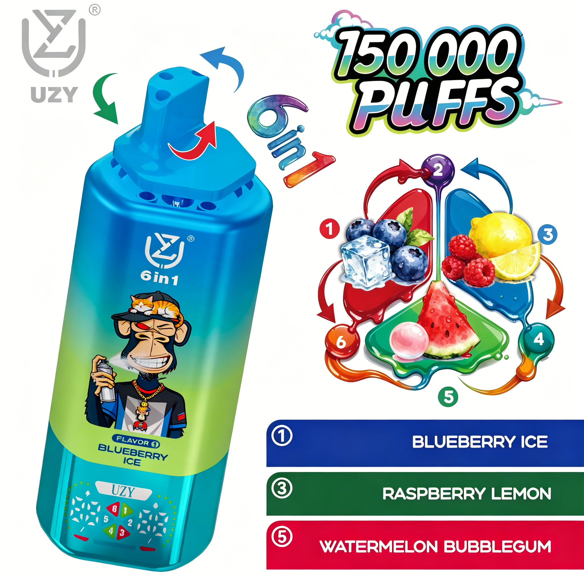 UZY 6-in-1 150000 Puffs Disposable Vape