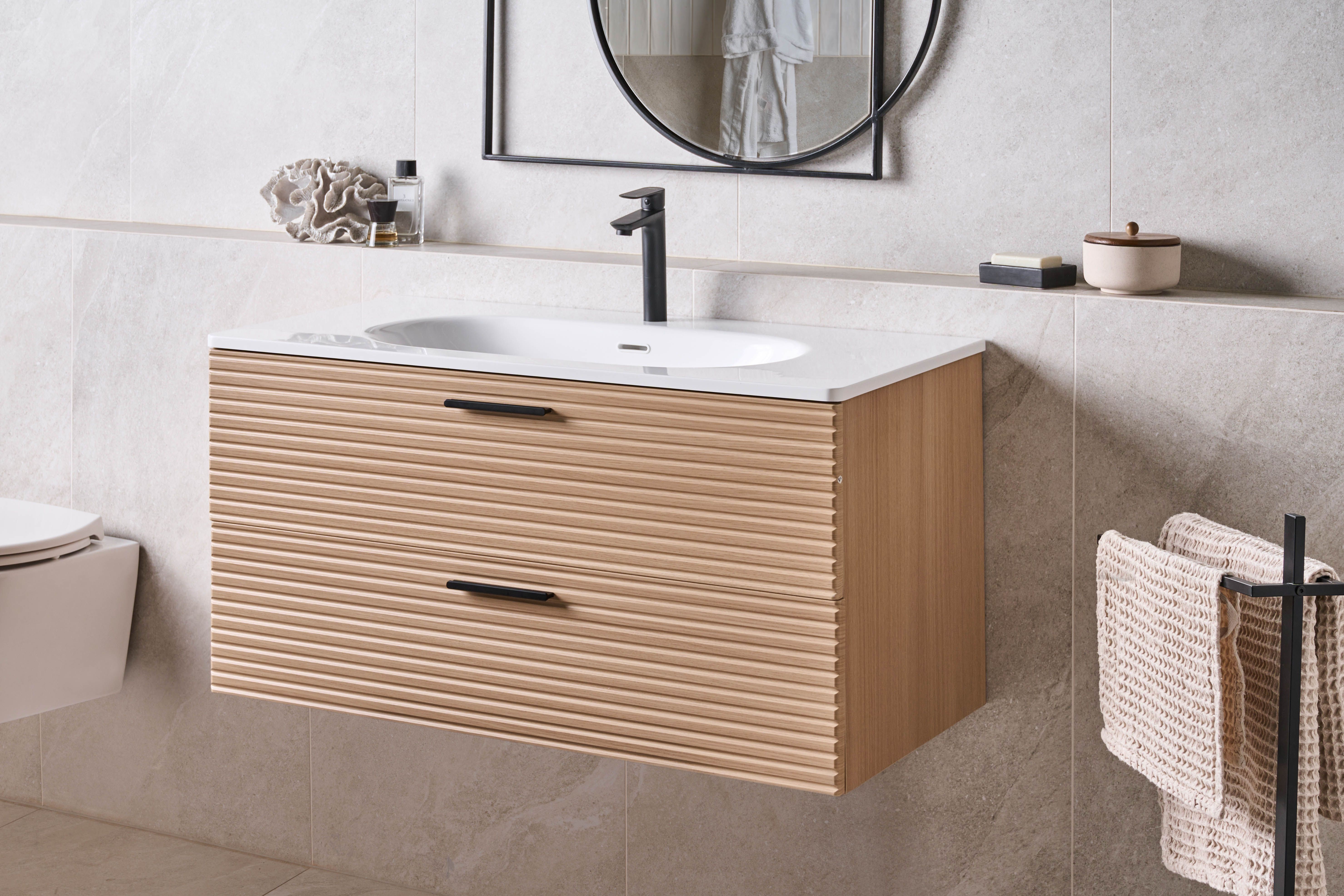 Wall Mounted Vanity Unit with Basin ARAPA Light Brown