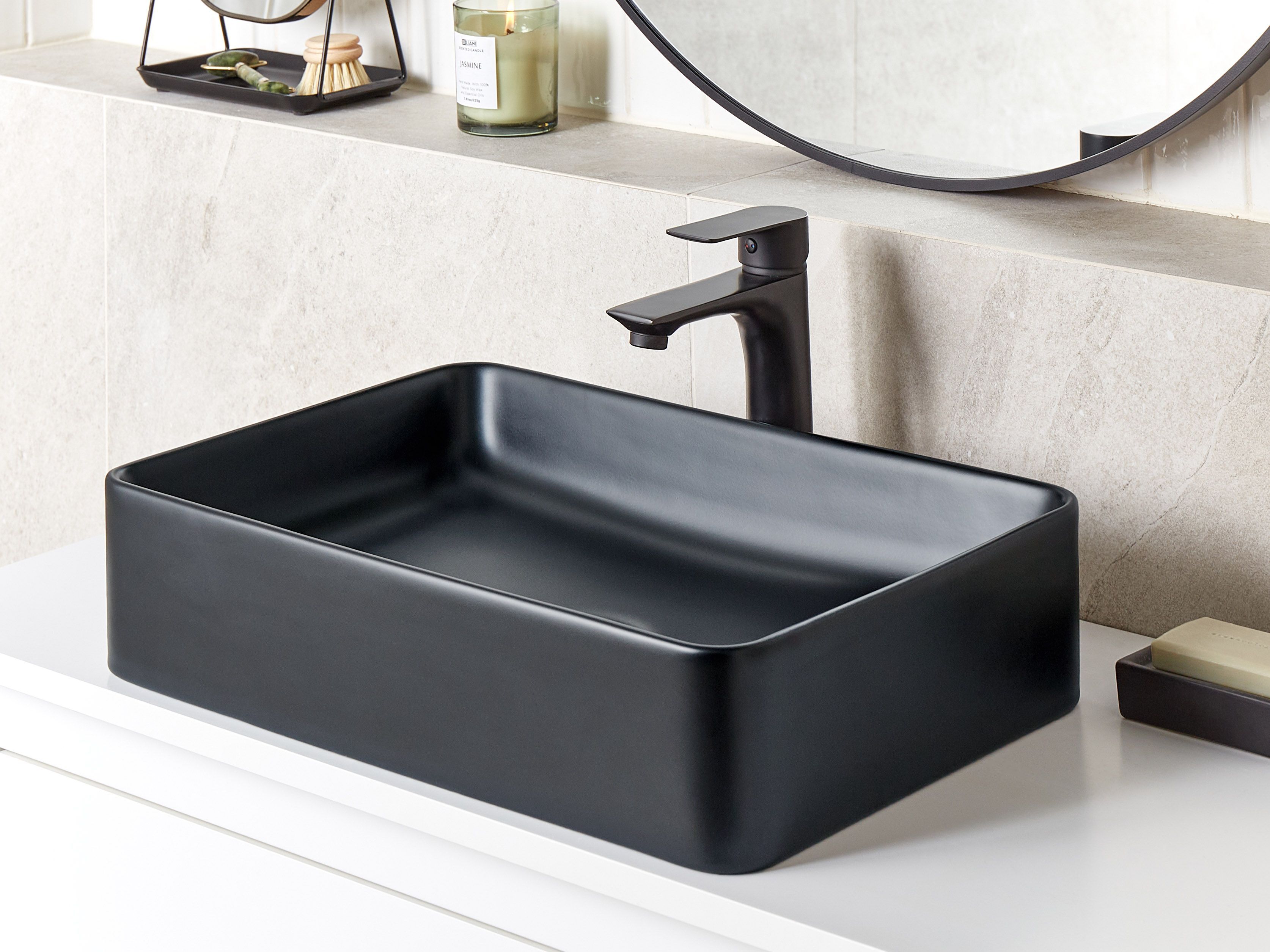 Countertop Basin CHIVANA 510 x 340 mm Ceramic Black
