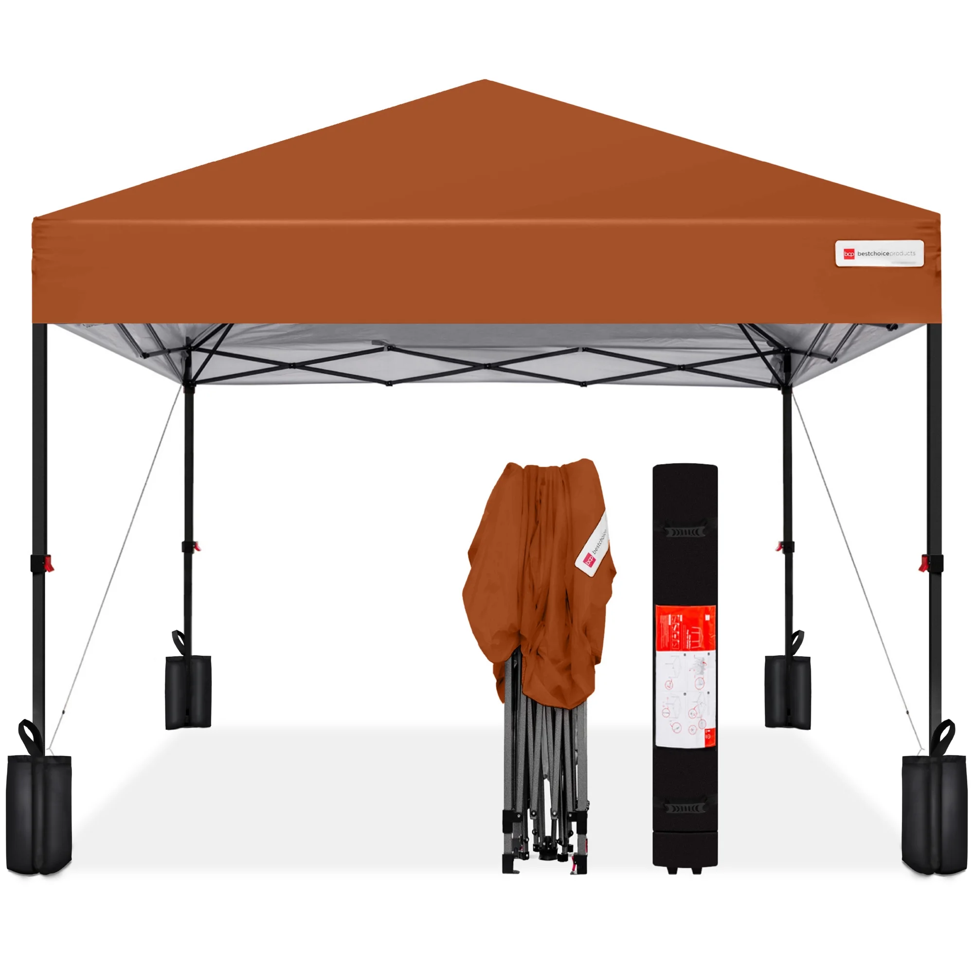 Best Choice Products 10x10ft Easy Setup Pop Up Canopy w/ 1-Button Setup, Wheeled Case, 4 Weight Bags - White - Image 119