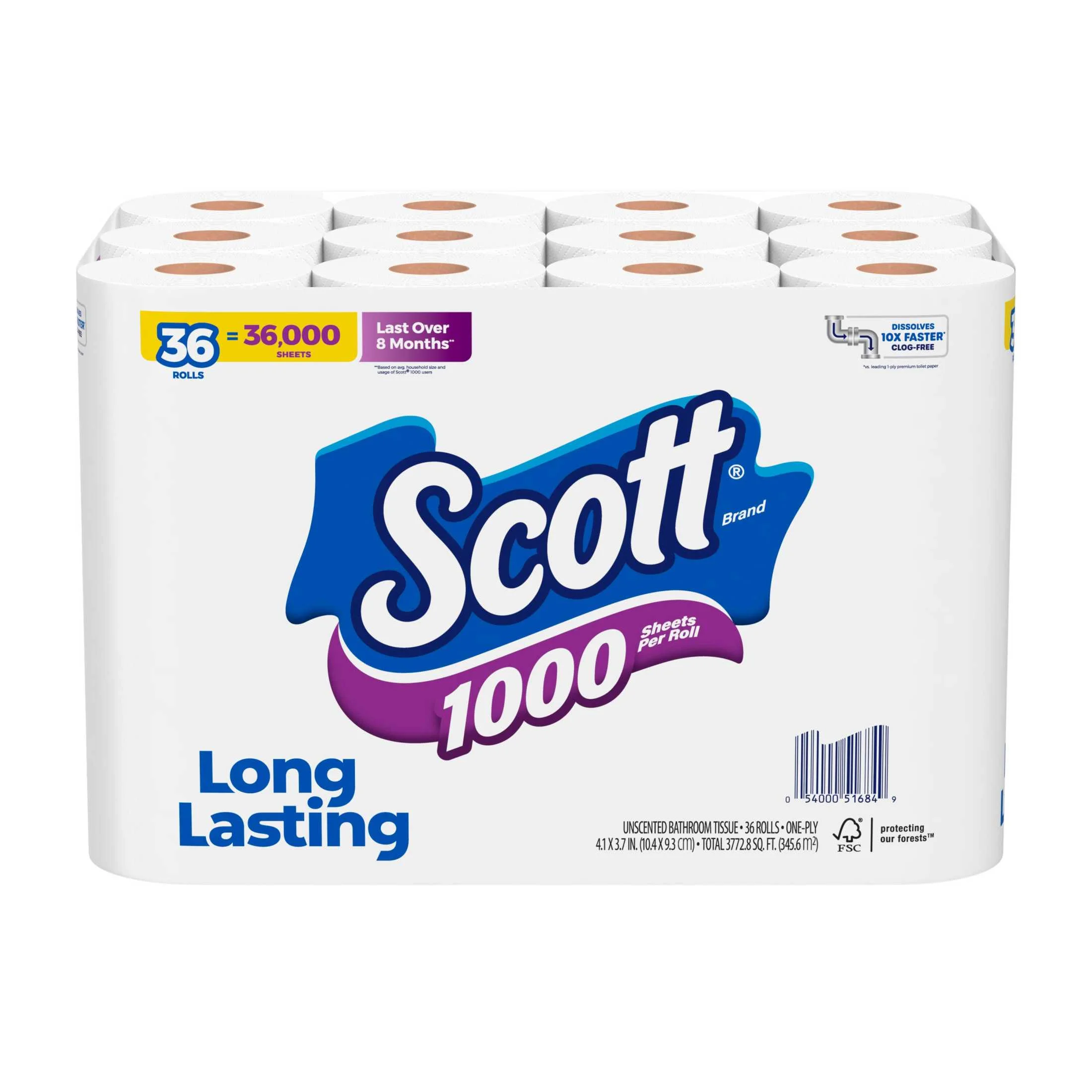 (3 pack) Scott 1000 Toilet Paper, 36 Rolls, 1,000 Sheets per Roll - Image 10