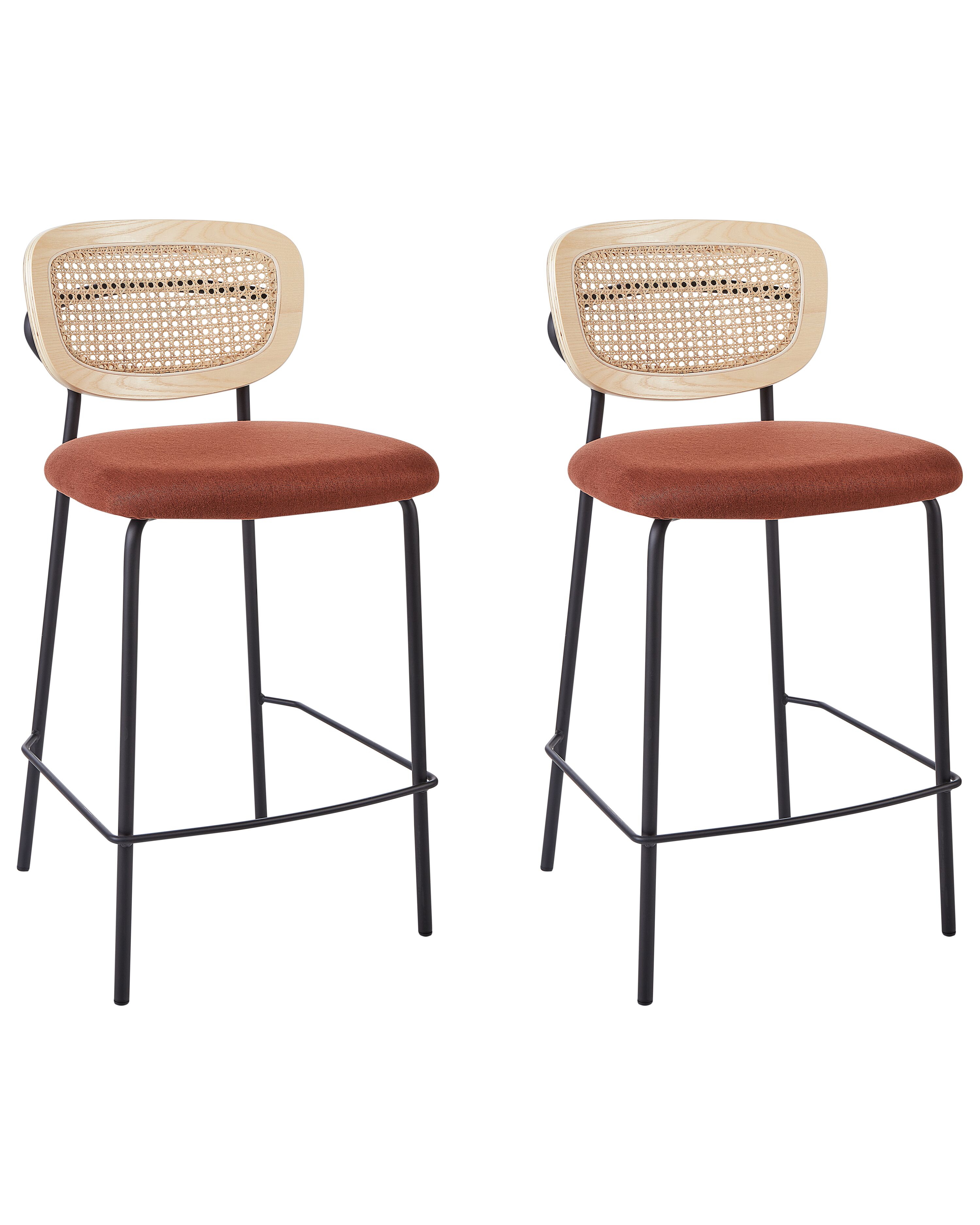 Set of 2 Bar Chairs MAYETTA Rattan Orange