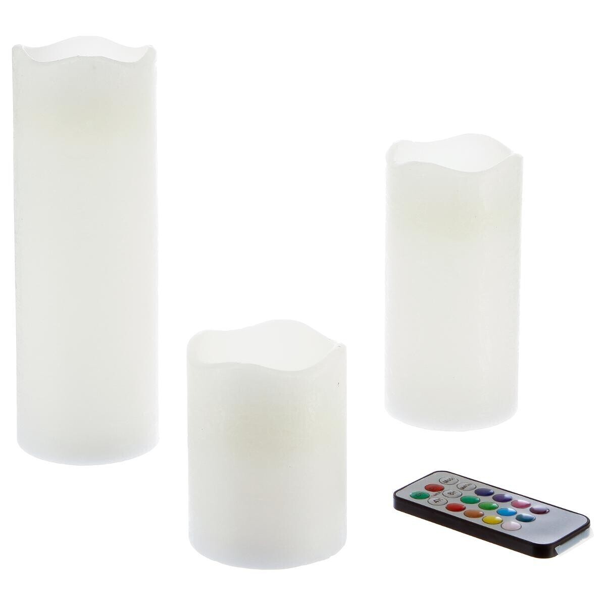 Set of 3 LED candles H.9/14/20 cm