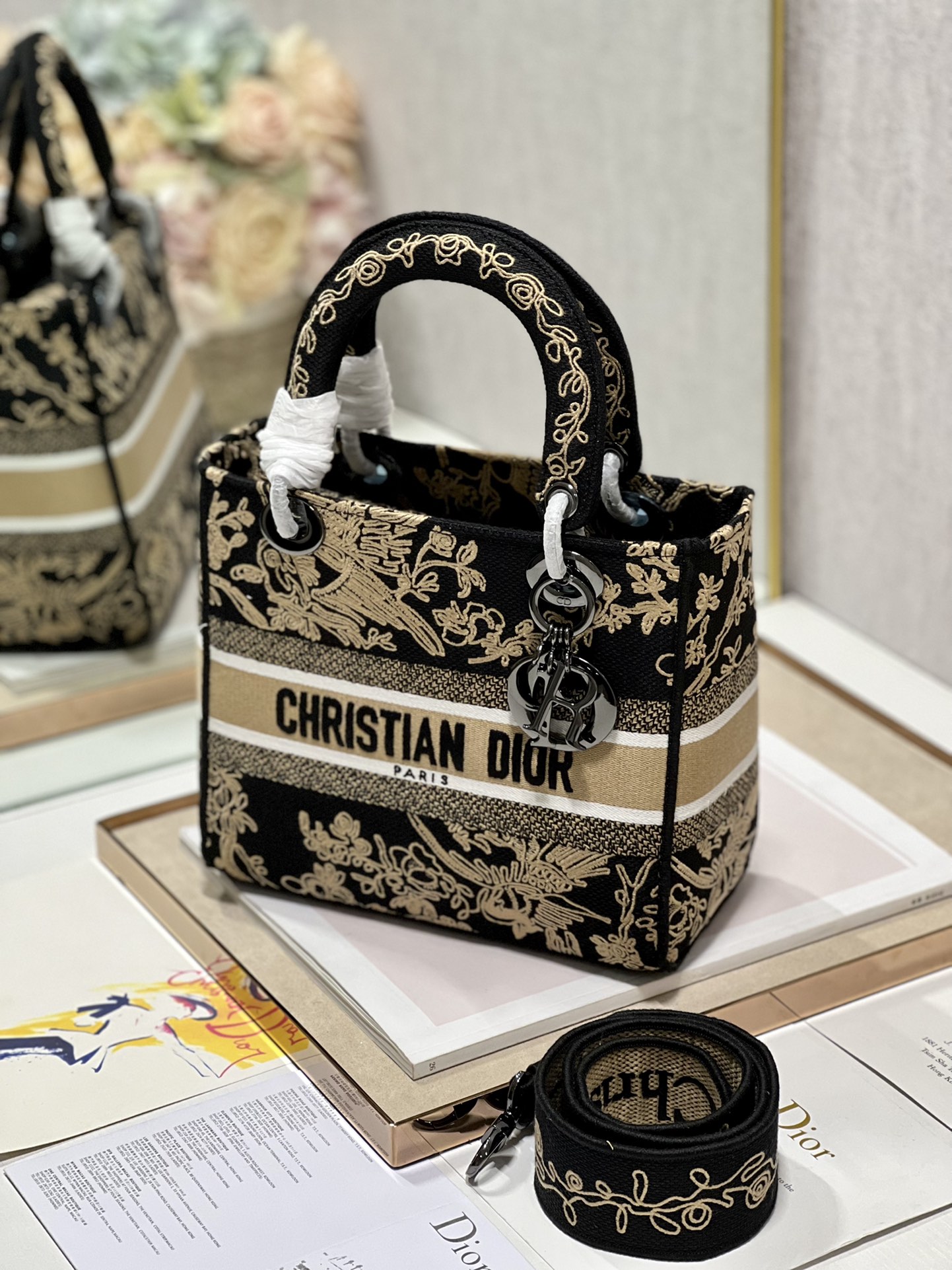 Medium Lady D-Lite Bag Beige For Women 9.5in/24cm1:1High-quality replica
