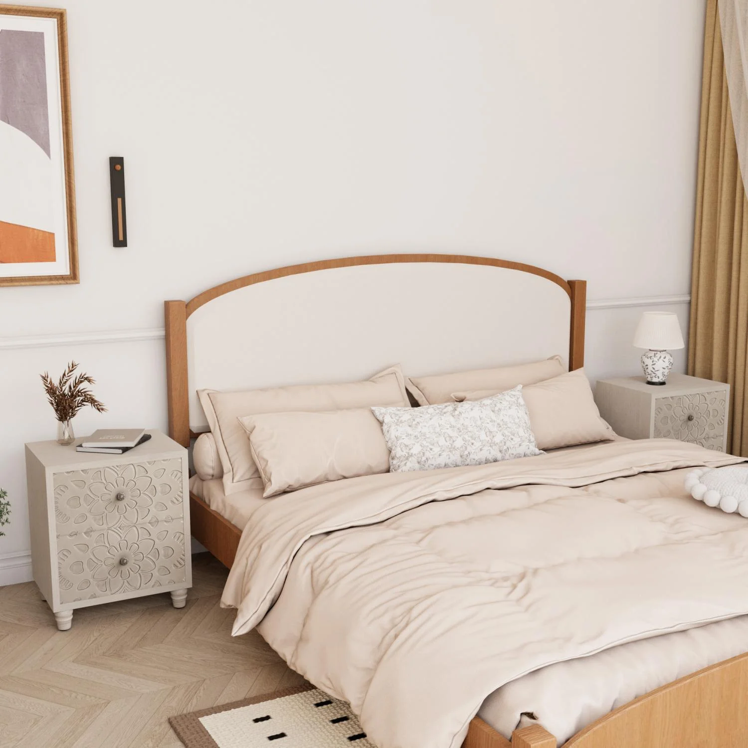 FOROUTIA Wooden Nightstand with 2 Drawers,Vintage MDF Bedside Tables with Storage - Image 22