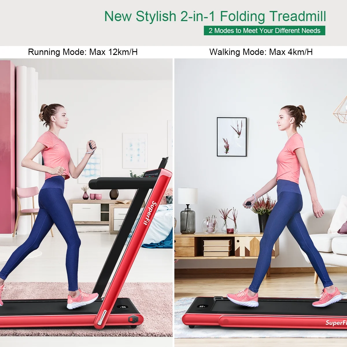 Gymax 2 in 1 Folding Treadmill 2.25HP Running Machine w/ Dual Display APP Control Black - Image 26