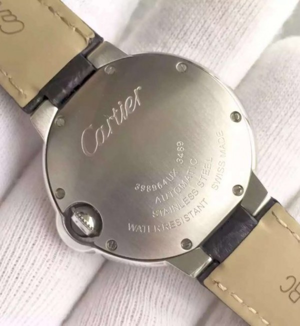 Replica Cartier V6F Ballon Bleu 33mm Pink Dial Pink Leather Strap SEIKO NH05A - Top club