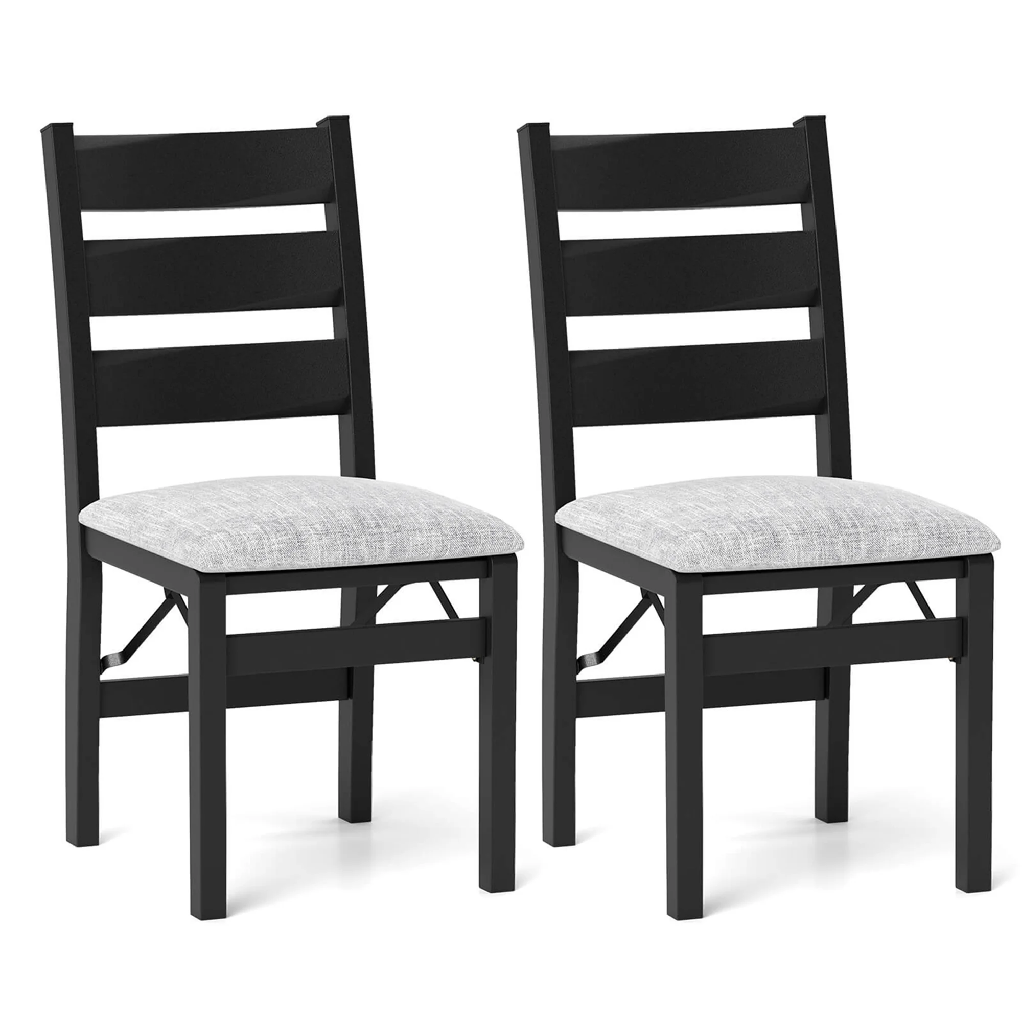 Costway Folding Chairs Set of 2 Modern Upholstered Chairs with Comfy Backrest & Padded Seat - Image 10