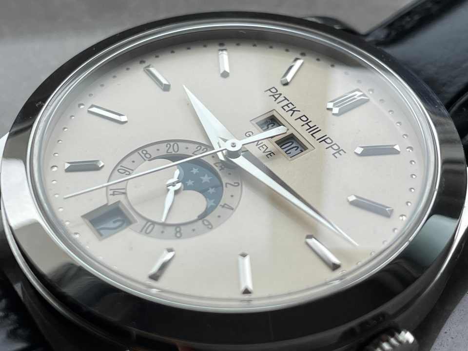 Replica PATEK PHILIPPE Annual Calendar Moonphase 5396 SS ZF 1:1 Best Edition White/Blue Dial on Black Leather Strap A324 - Top club