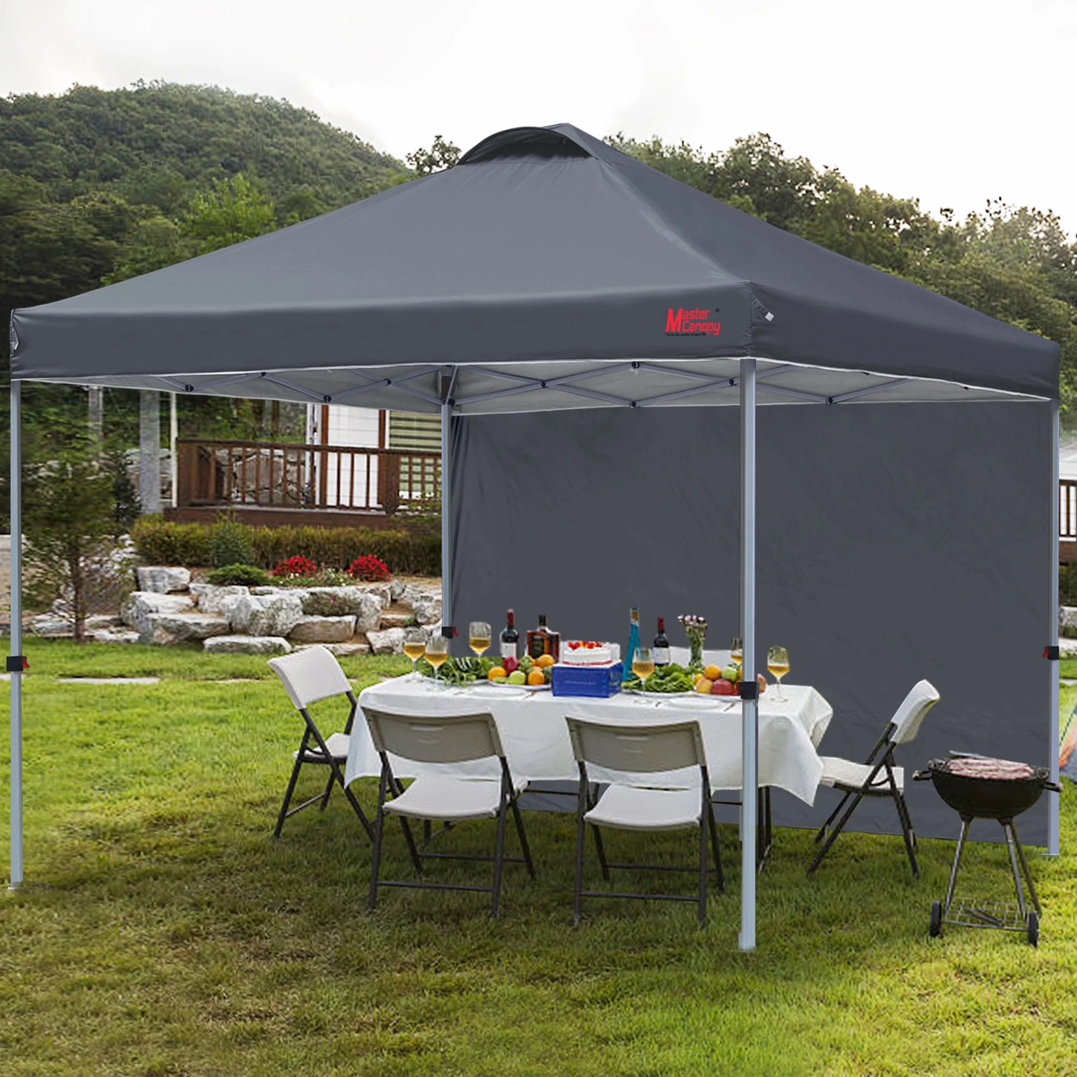 MASTERCANOPY 10' x 10' Easy Pop-up Canopy Tent Outdoor Shade Shelter with 1 Sidewall, White - Image 37