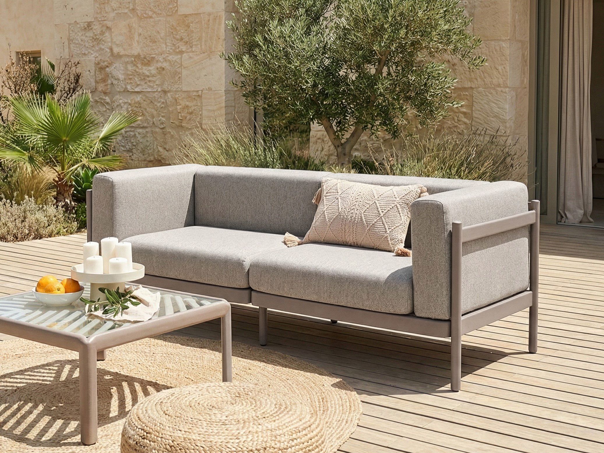 Garden Sofa 2 Seater FERRETTI Taupe