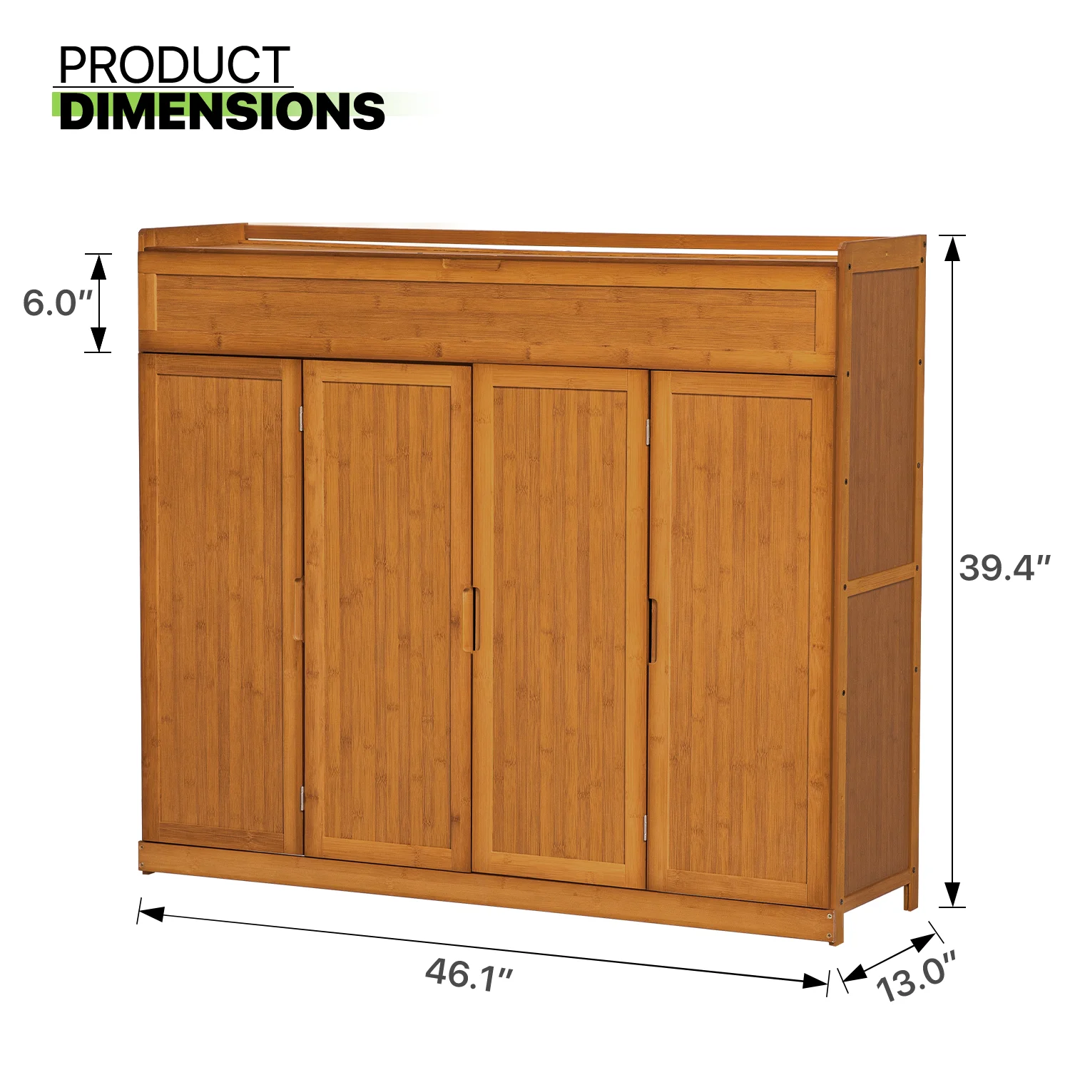 Magshion Bamboo 6 Tier 30 Pairs Shoe Organizer Cabinet with Folding Door Compartment Heels Boots, Brown, for Home - Image 6