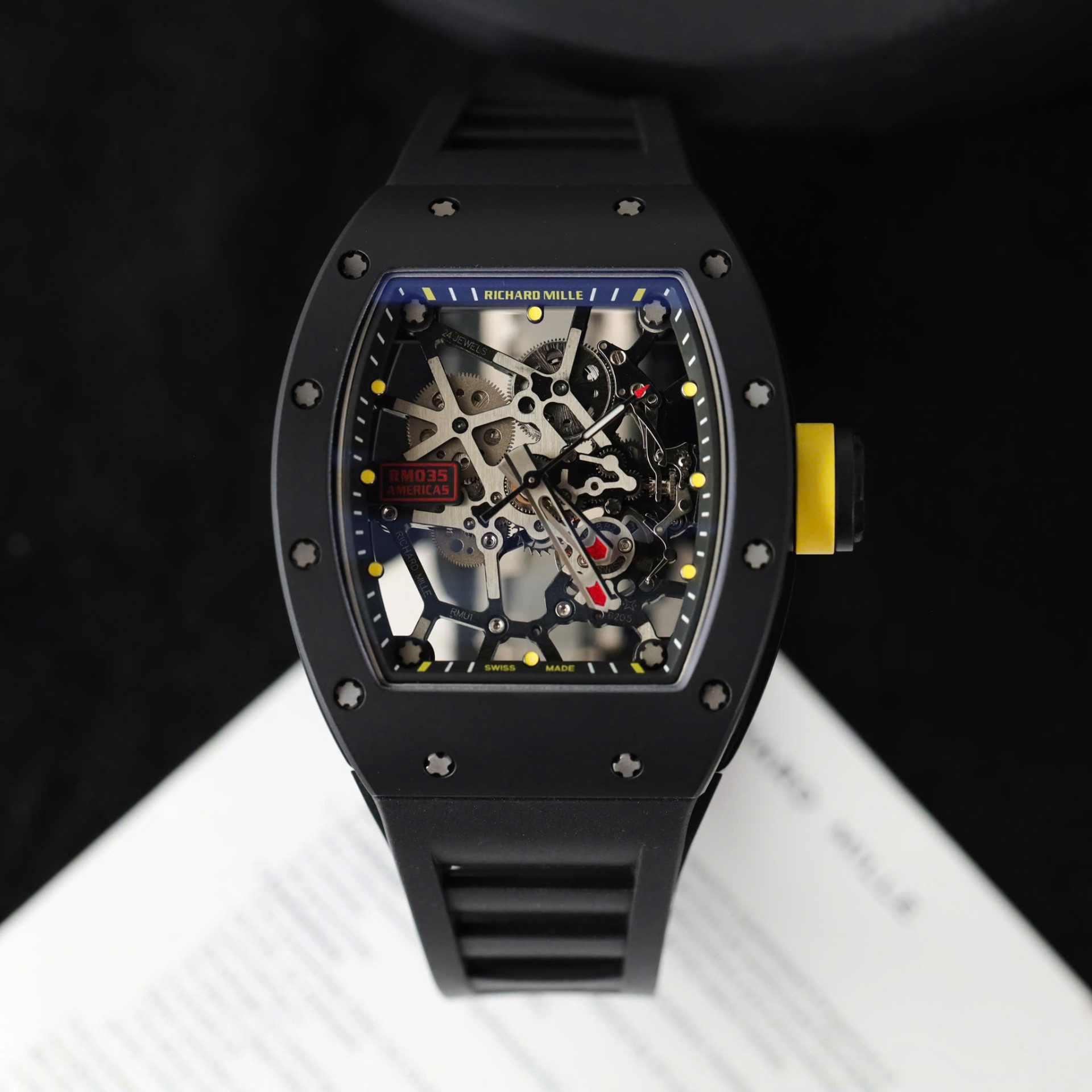 Richard Mille RM035 Americas Toro Fake Watches Black Ceramic Rubber Strap ZF Factory 40x48mm - Elite Watch Atelier