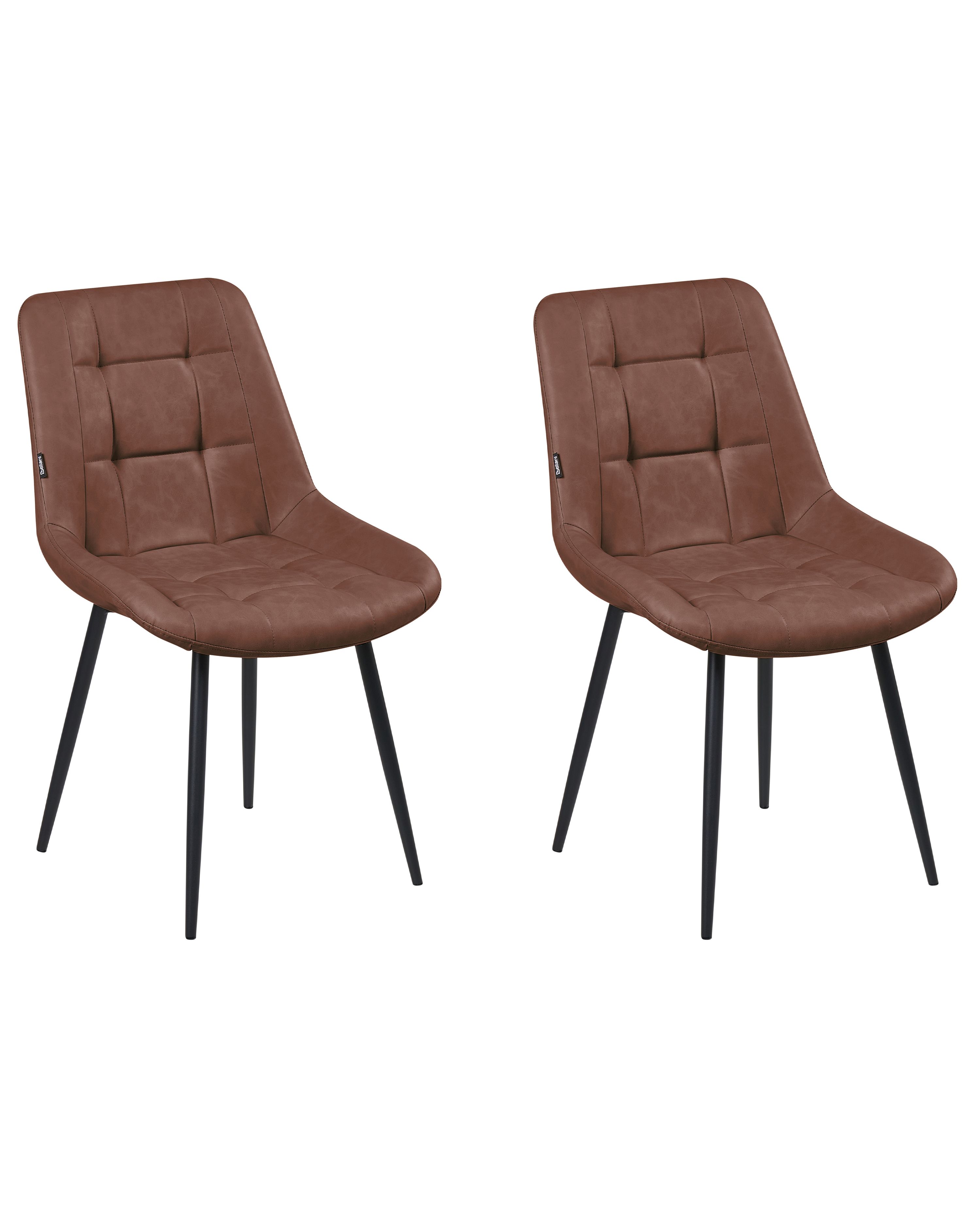 Set of 2 Dining Chairs MELROSE Faux Leather Brown