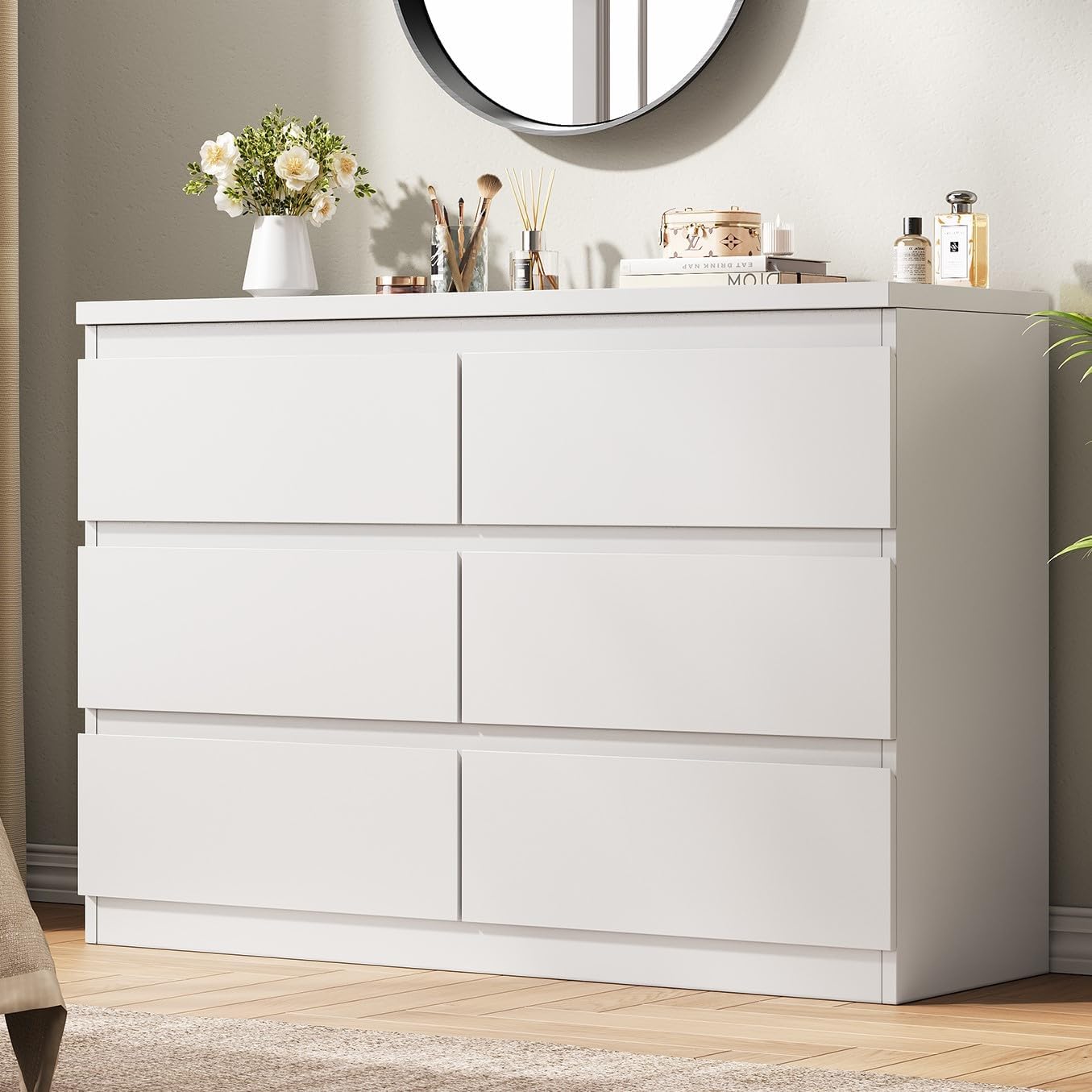 Jocoevol White 6 Drawer Dresser for Bedroom, 15.3